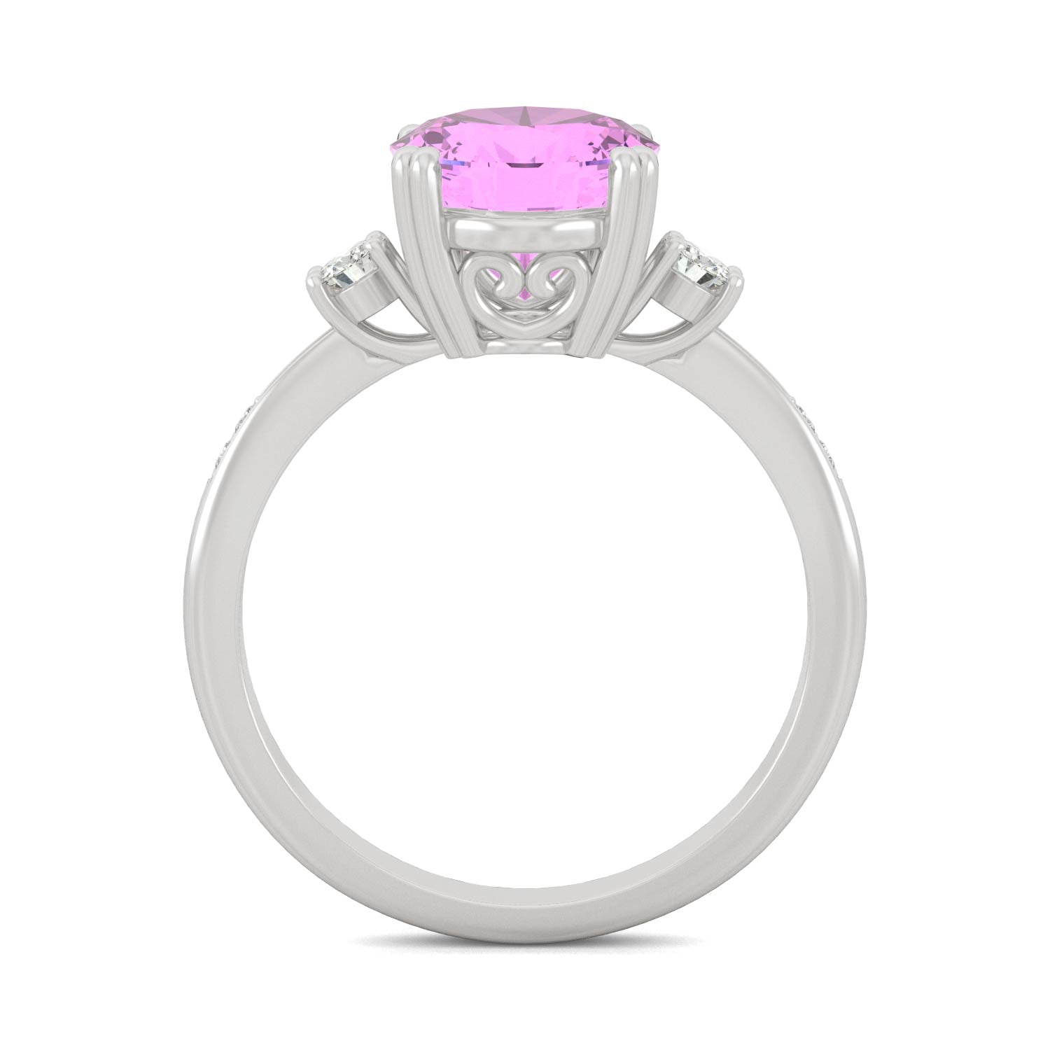 3.64 CTW DEW Oval Sapphire Basket Ring in 14K White Gold