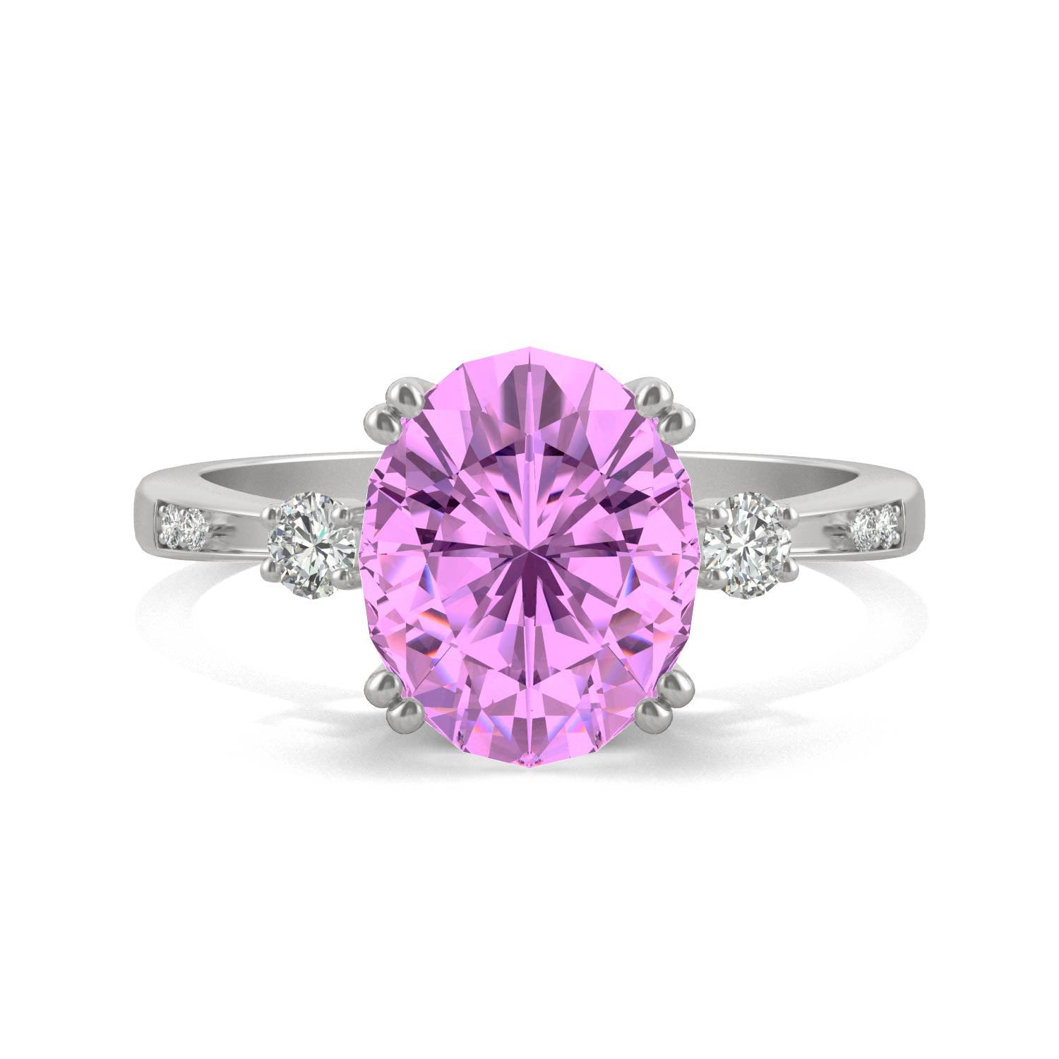 3.64 CTW DEW Oval Sapphire Basket Ring in 14K White Gold
