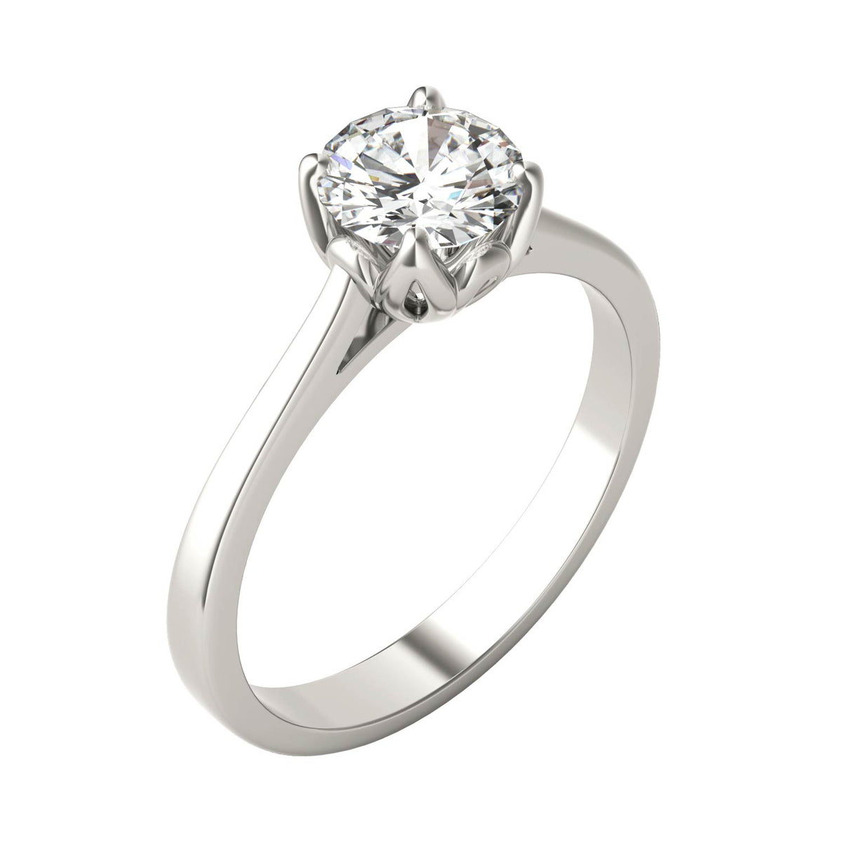 1.00 CTW DEW Round Moissanite Solitaire Engagement Ring in 14K White Gold