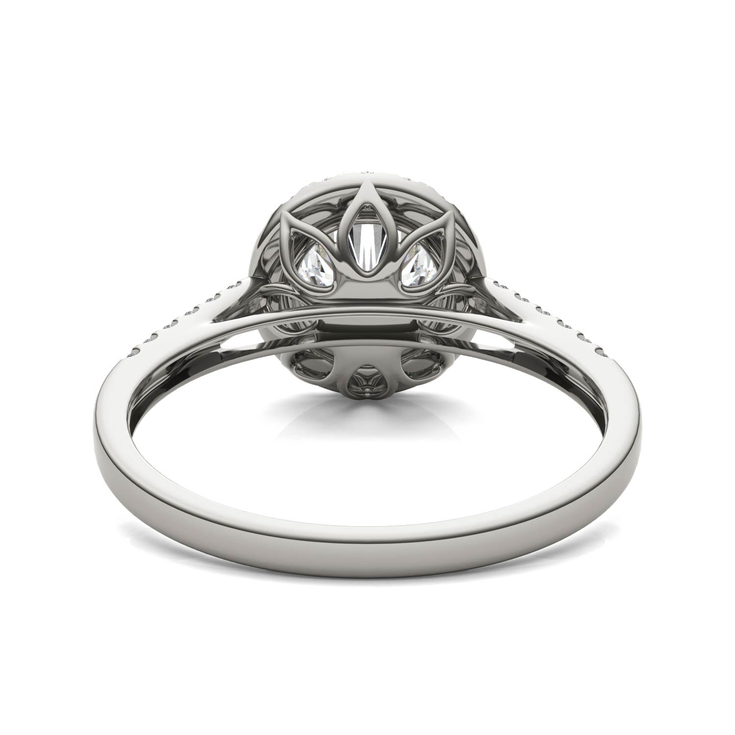 1.45 CTW DEW Round Moissanite Accented Halo Engagement Ring in 14K White Gold