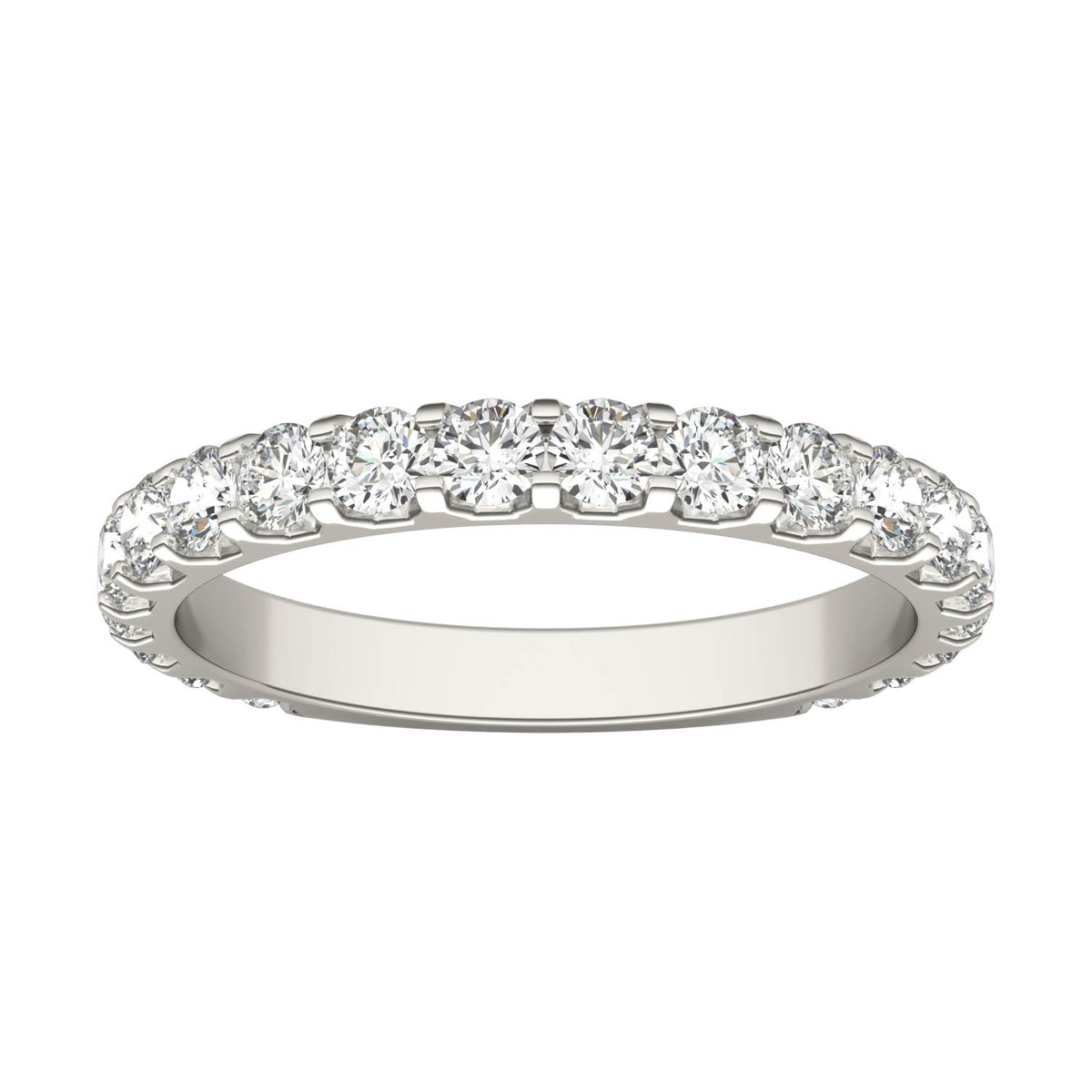 1.00 CTW DEW Round Moissanite Classic Anniversary Band in 14K White Gold