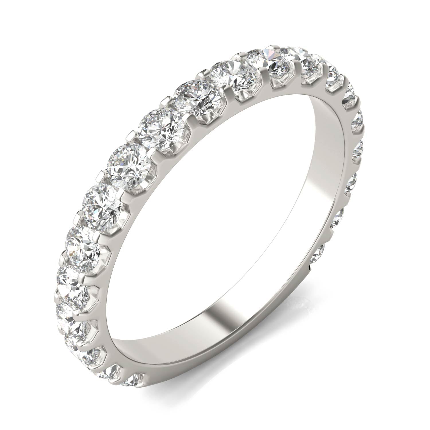 1.00 CTW DEW Round Moissanite Classic Anniversary Band in 14K White Gold
