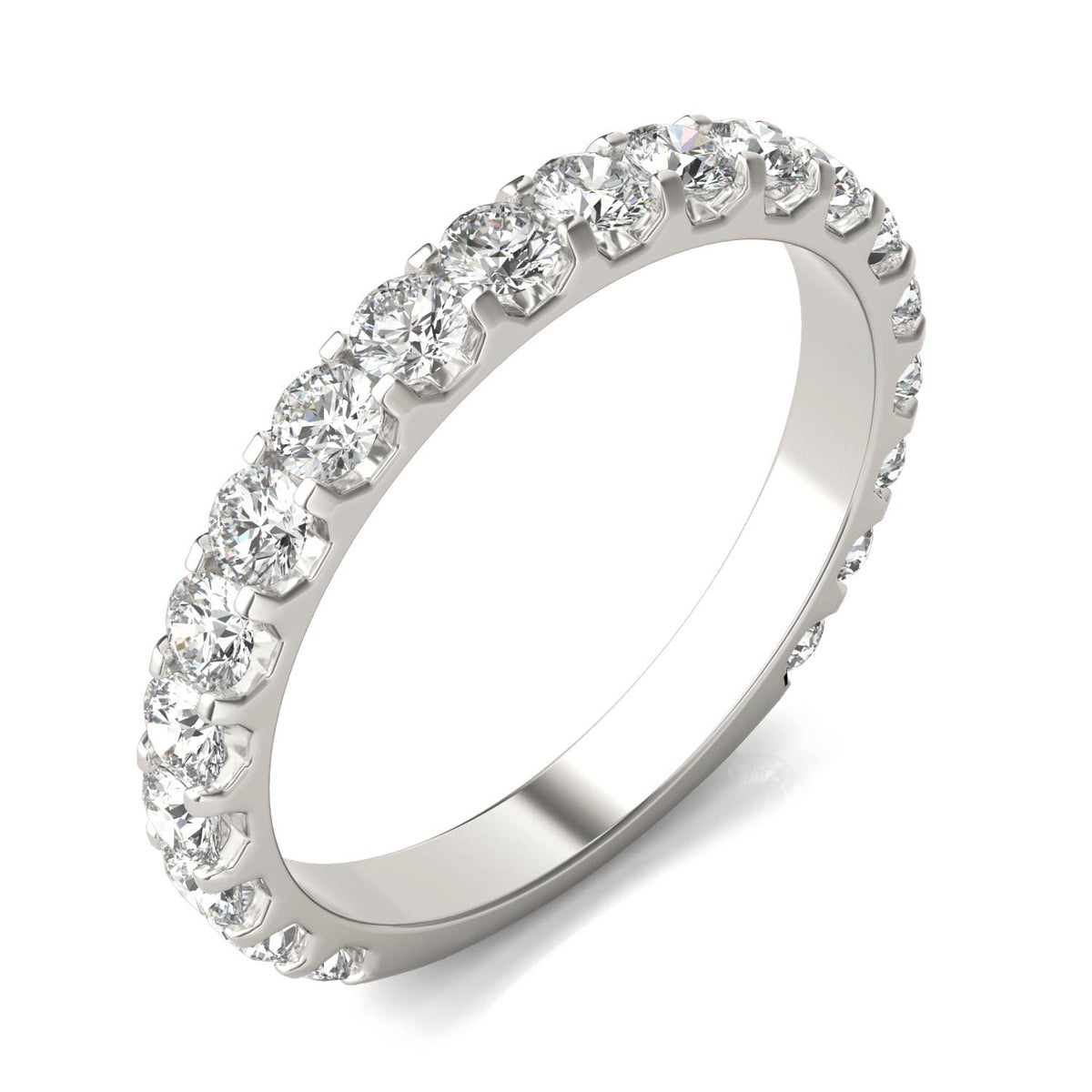 1.00 CTW DEW Round Moissanite Classic Anniversary Band in 14K White Gold