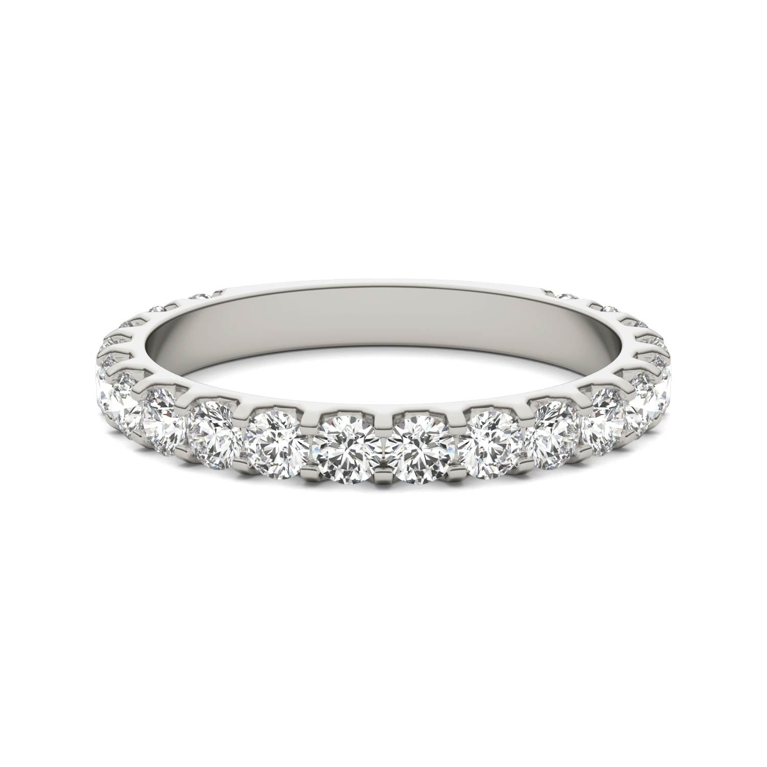 1.00 CTW DEW Round Moissanite Classic Anniversary Band in 14K White Gold