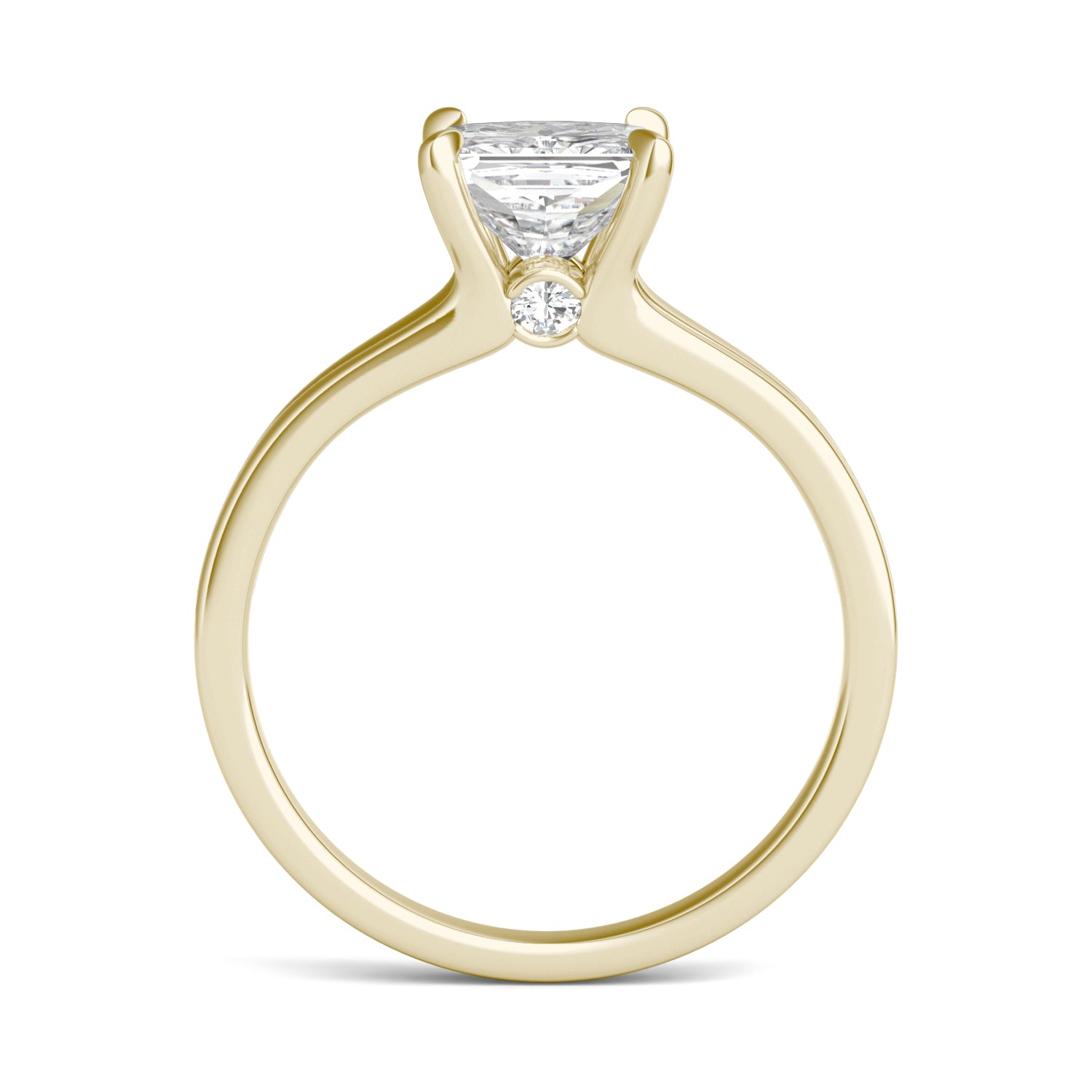 1.26 CTW DEW Princess Moissanite Split Shank Solitaire Engagement Ring in 14K Yellow Gold