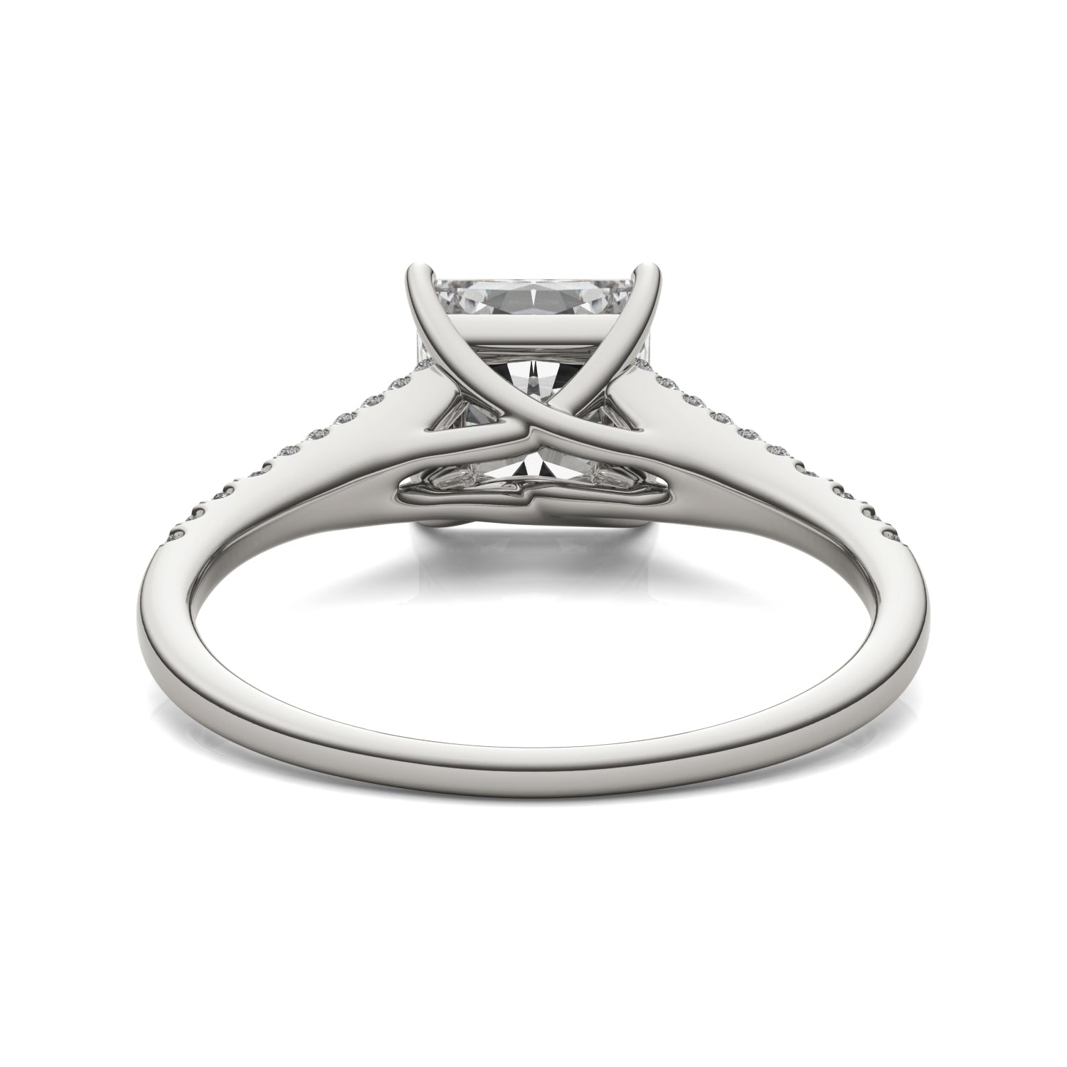 1.71 CTW DEW Princess Moissanite Split Shank Accented in 14K White Gold