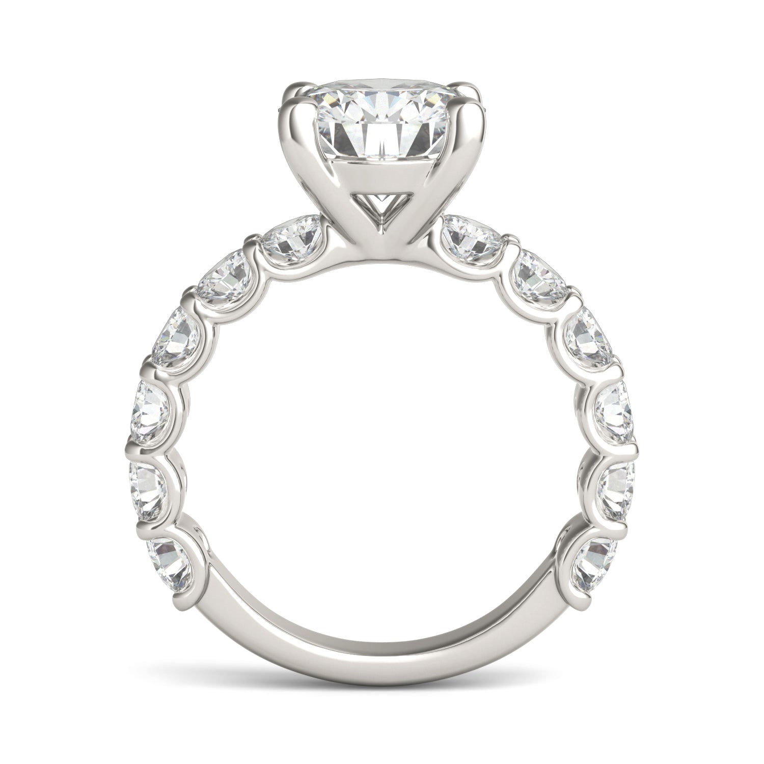3.76 CTW DEW Round Moissanite Trellis Setting Ring in 14K White Gold