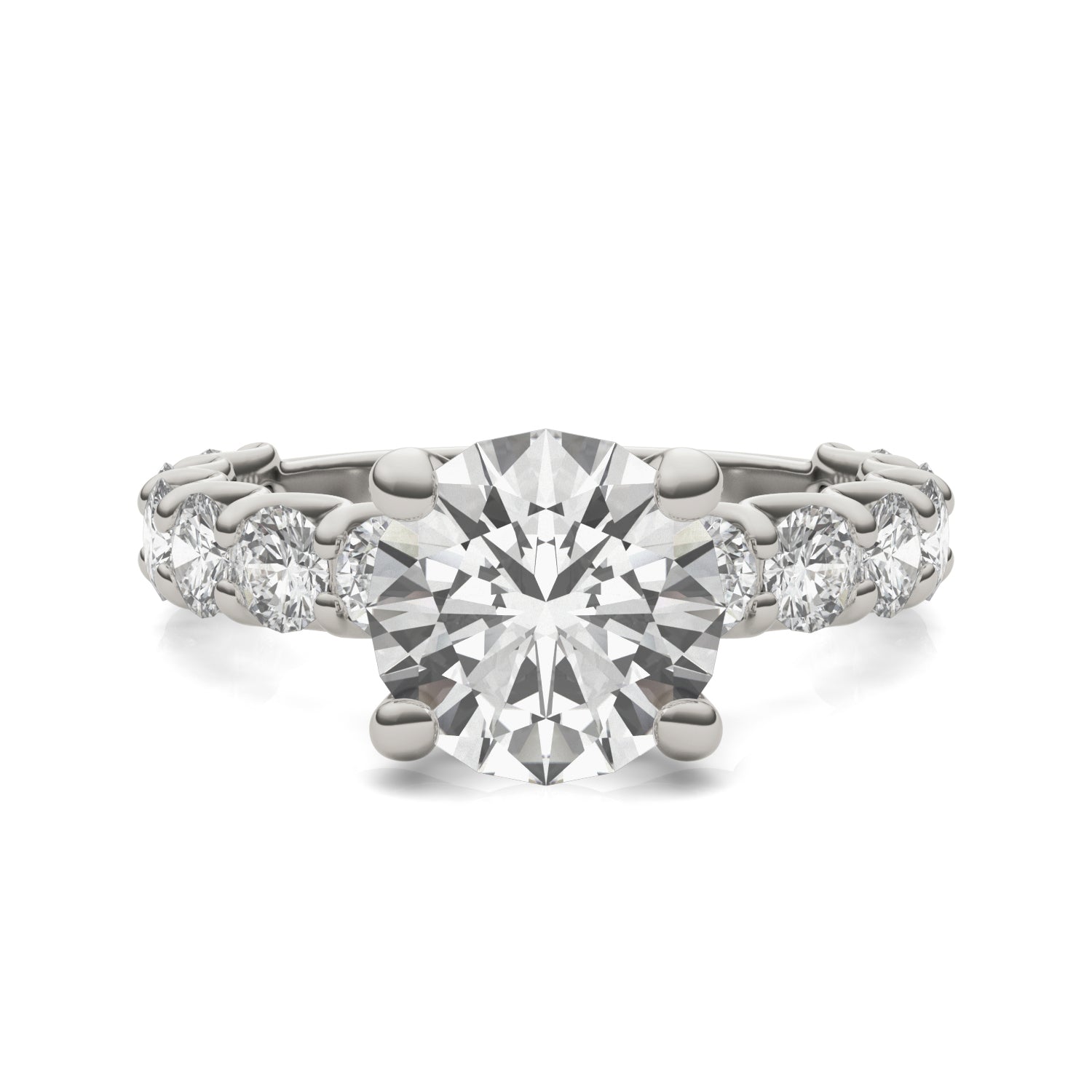 3.76 CTW DEW Round Moissanite Trellis Setting Ring in 14K White Gold