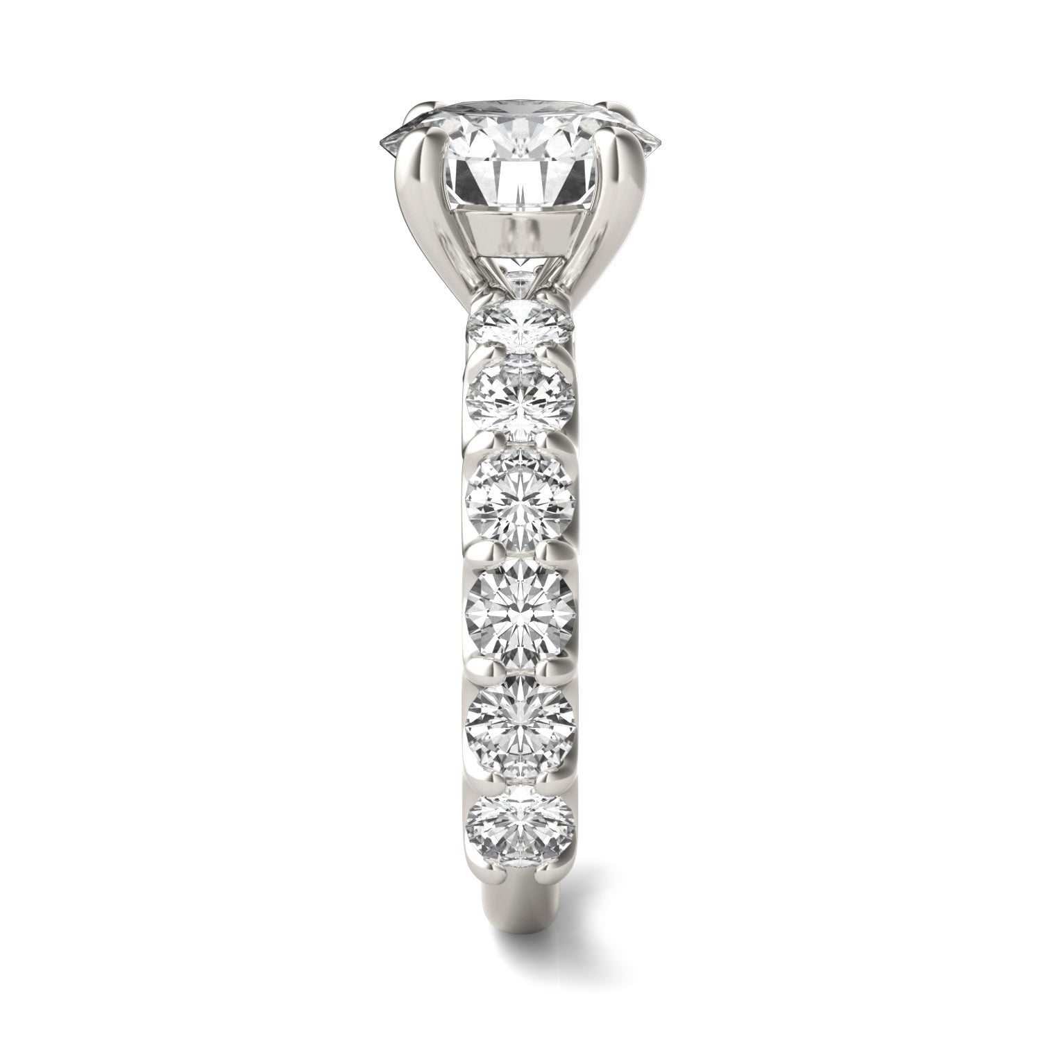 3.76 CTW DEW Round Moissanite Trellis Setting Ring in 14K White Gold