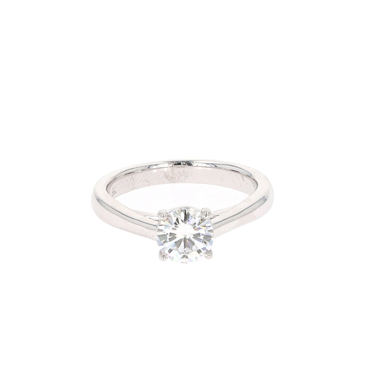 1.00 CTW DEW Round Moissanite Four-Prong Solitaire Engagement Ring in Sterling Silver