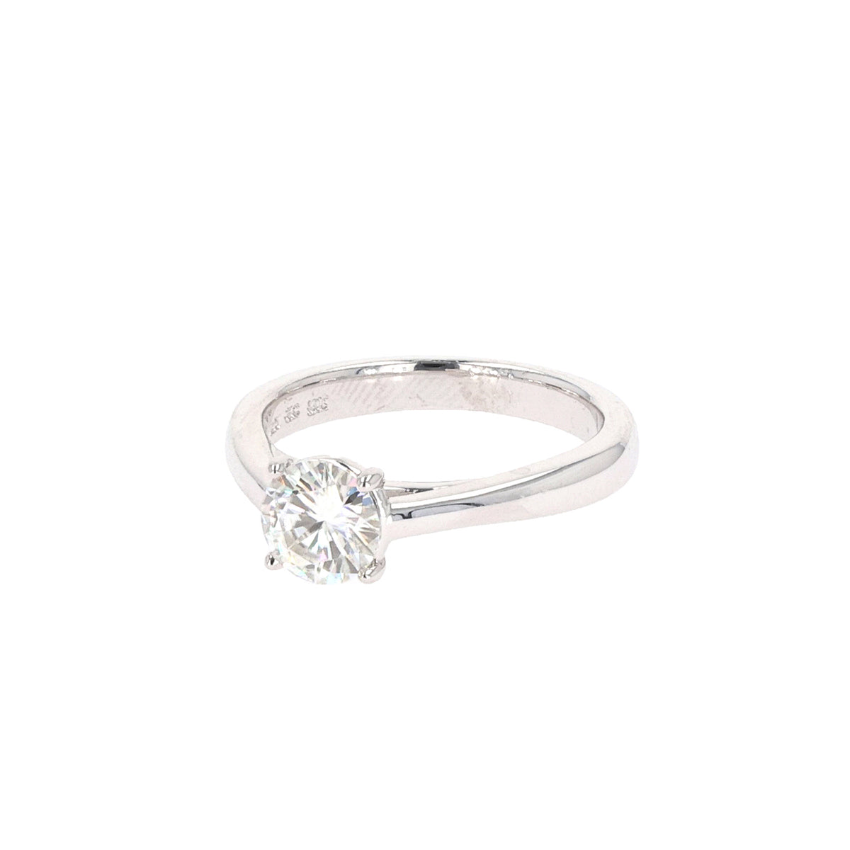 1.00 CTW DEW Round Moissanite Four-Prong Solitaire Engagement Ring in Sterling Silver
