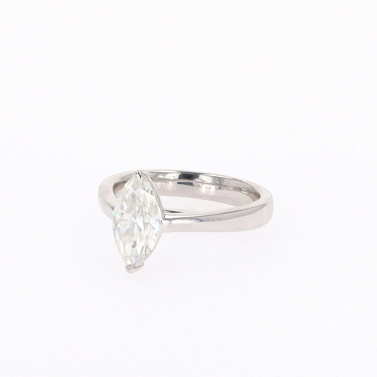 1.80 CTW DEW Marquise Moissanite Two-Prong Solitaire Ring in Sterling Silver