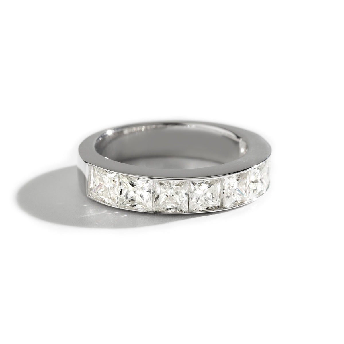 2.96 CTW DEW Square Moissanite Channel-Set Band in Sterling Silver