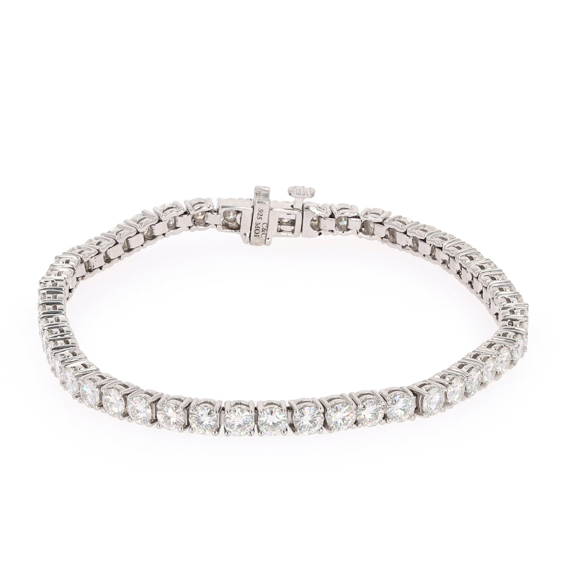 6.50 CTW DEW Round Moissanite Four Prong Tennis Bracelet in Sterling Silver