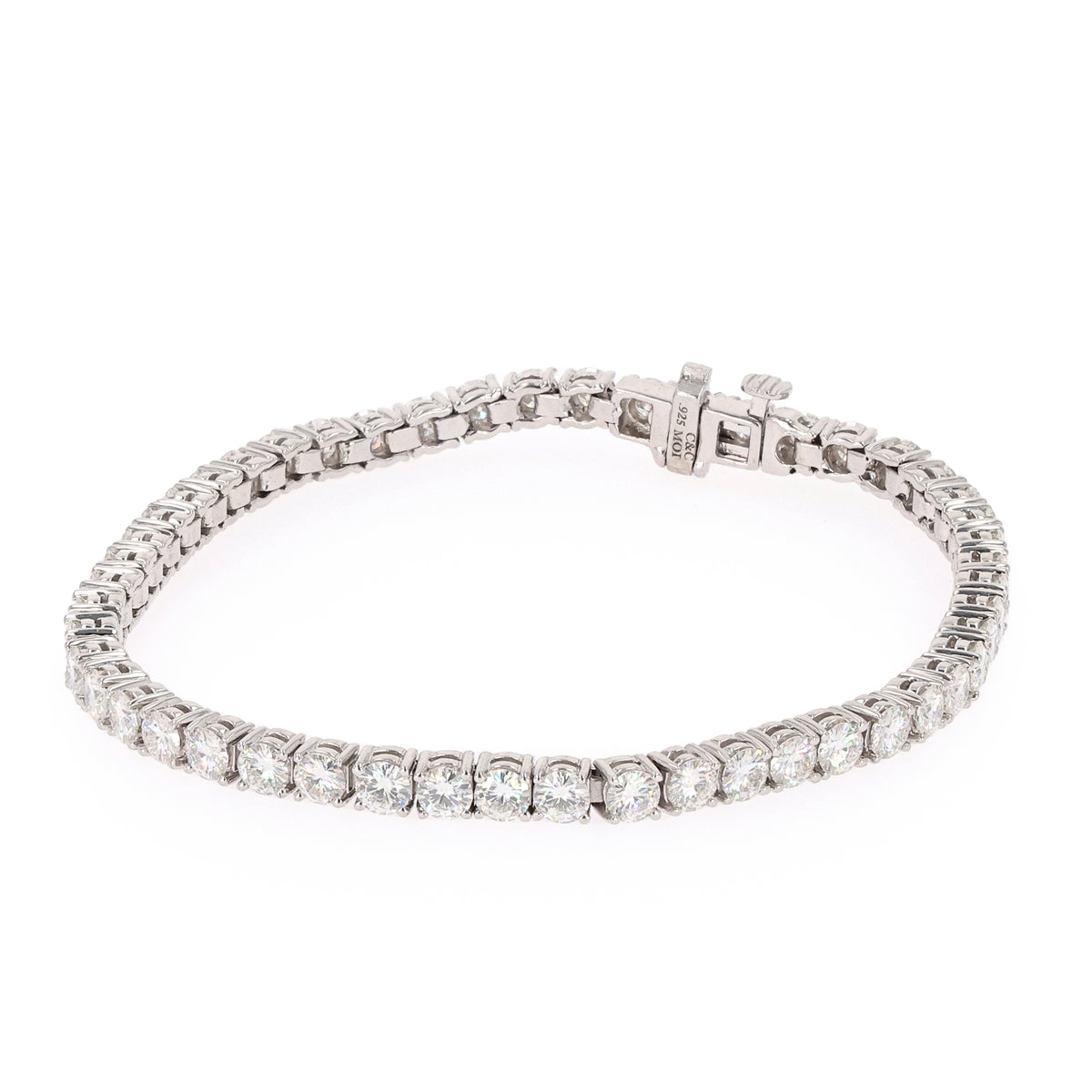 6.50 CTW DEW Round Moissanite Four Prong Tennis Bracelet in Sterling Silver
