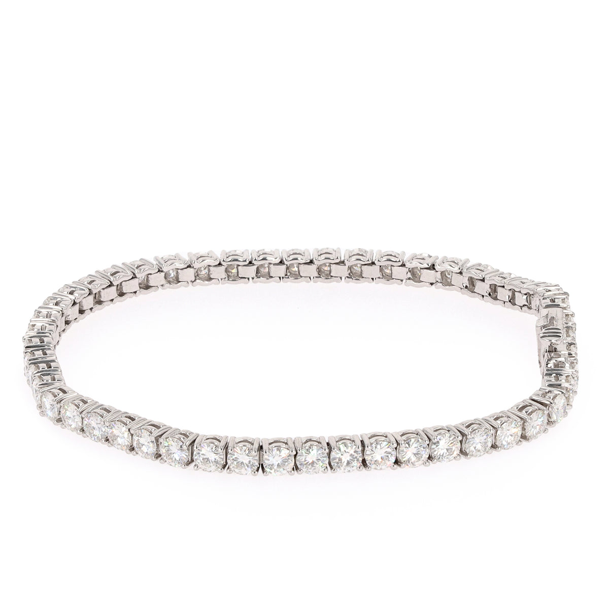 6.50 CTW DEW Round Moissanite Four Prong Tennis Bracelet in Sterling Silver