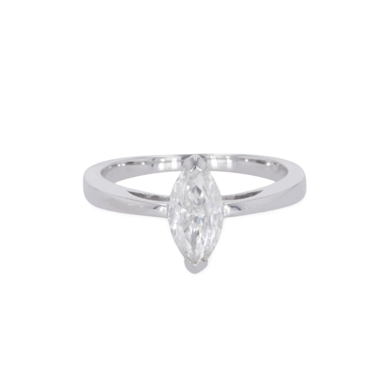 0.70 CTW DEW Marquise Moissanite Solitaire Ring in Sterling Silver