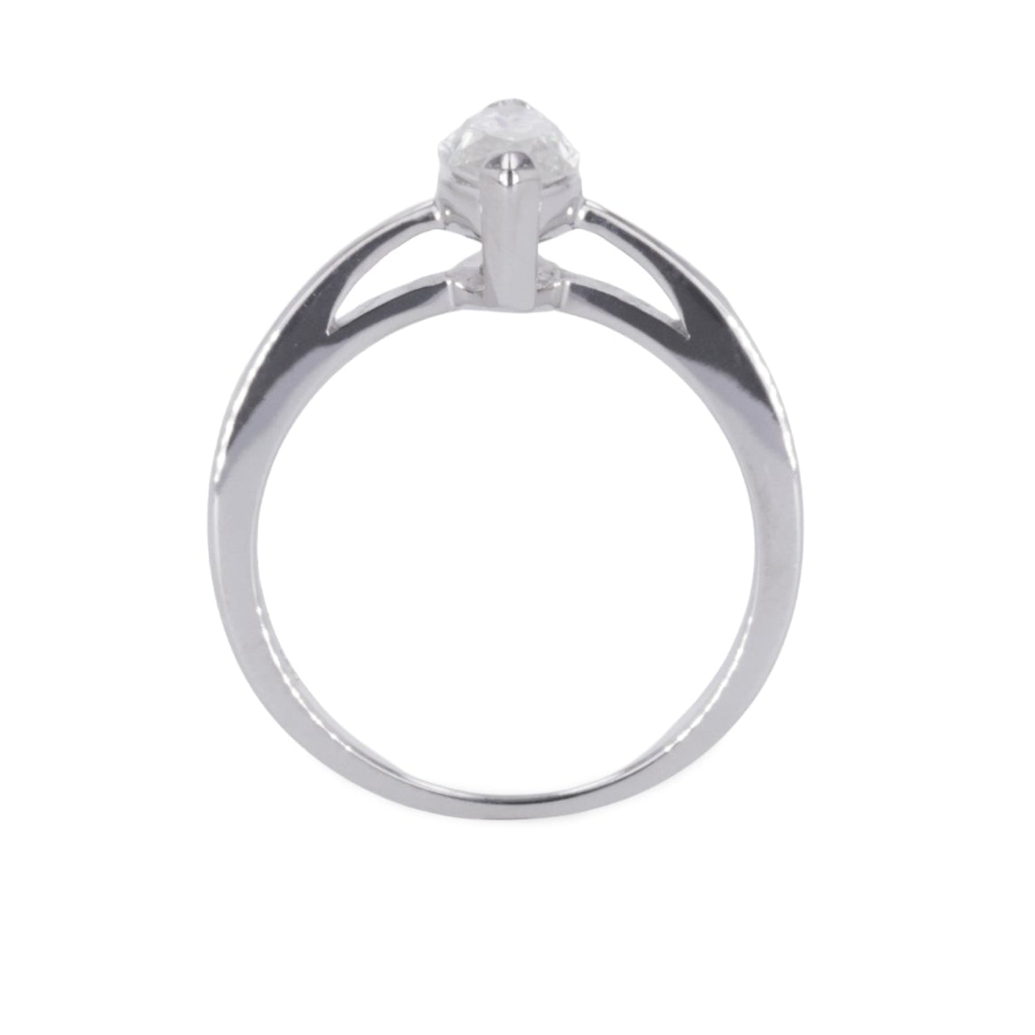 0.70 CTW DEW Marquise Moissanite Solitaire Ring in Sterling Silver