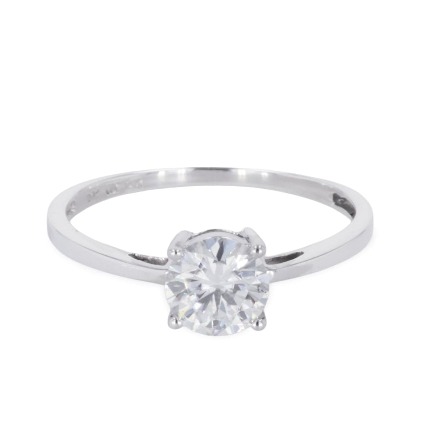 1.00 CTW DEW Round Moissanite Solitaire Engagement Ring in Sterling Silver