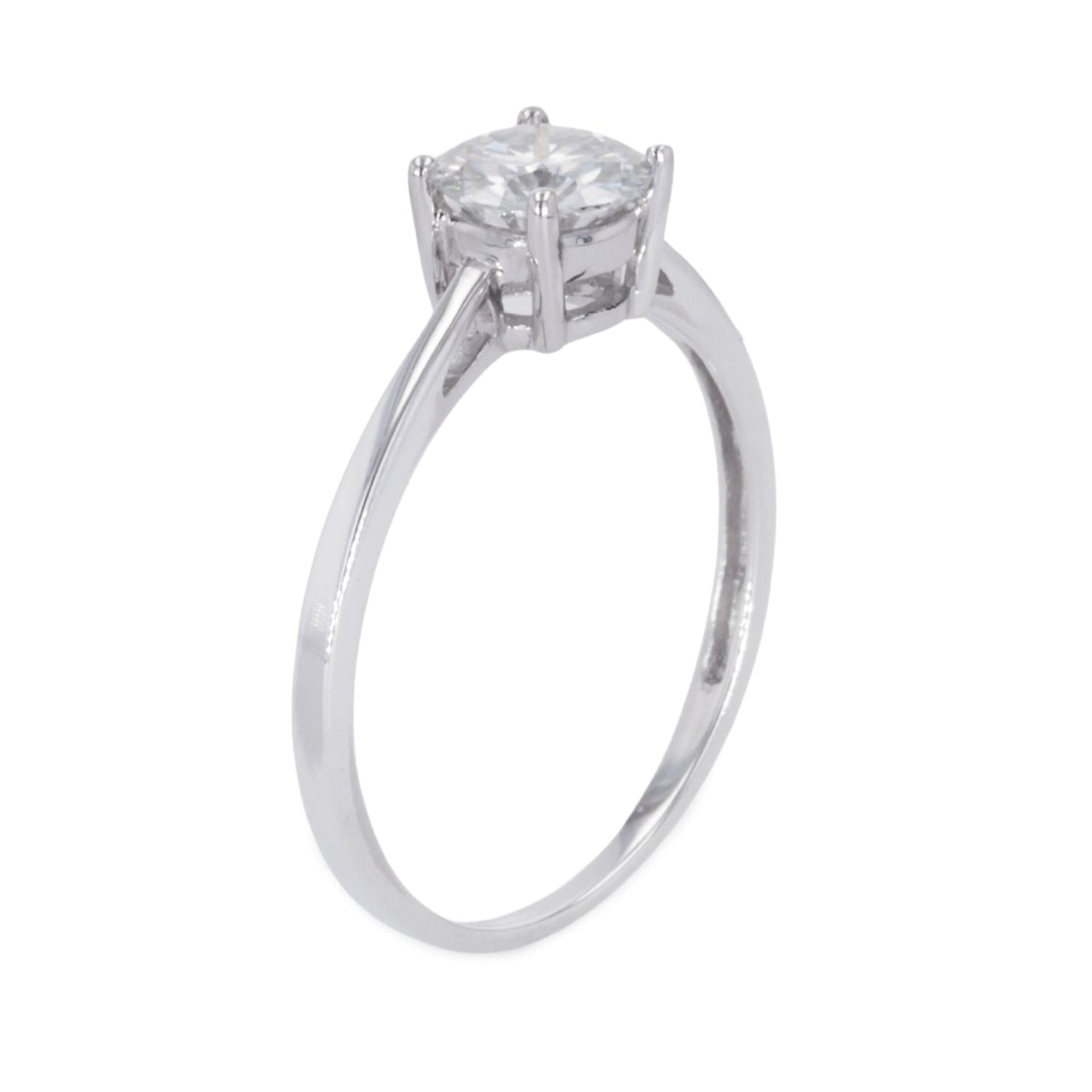 1.00 CTW DEW Round Moissanite Solitaire Engagement Ring in Sterling Silver
