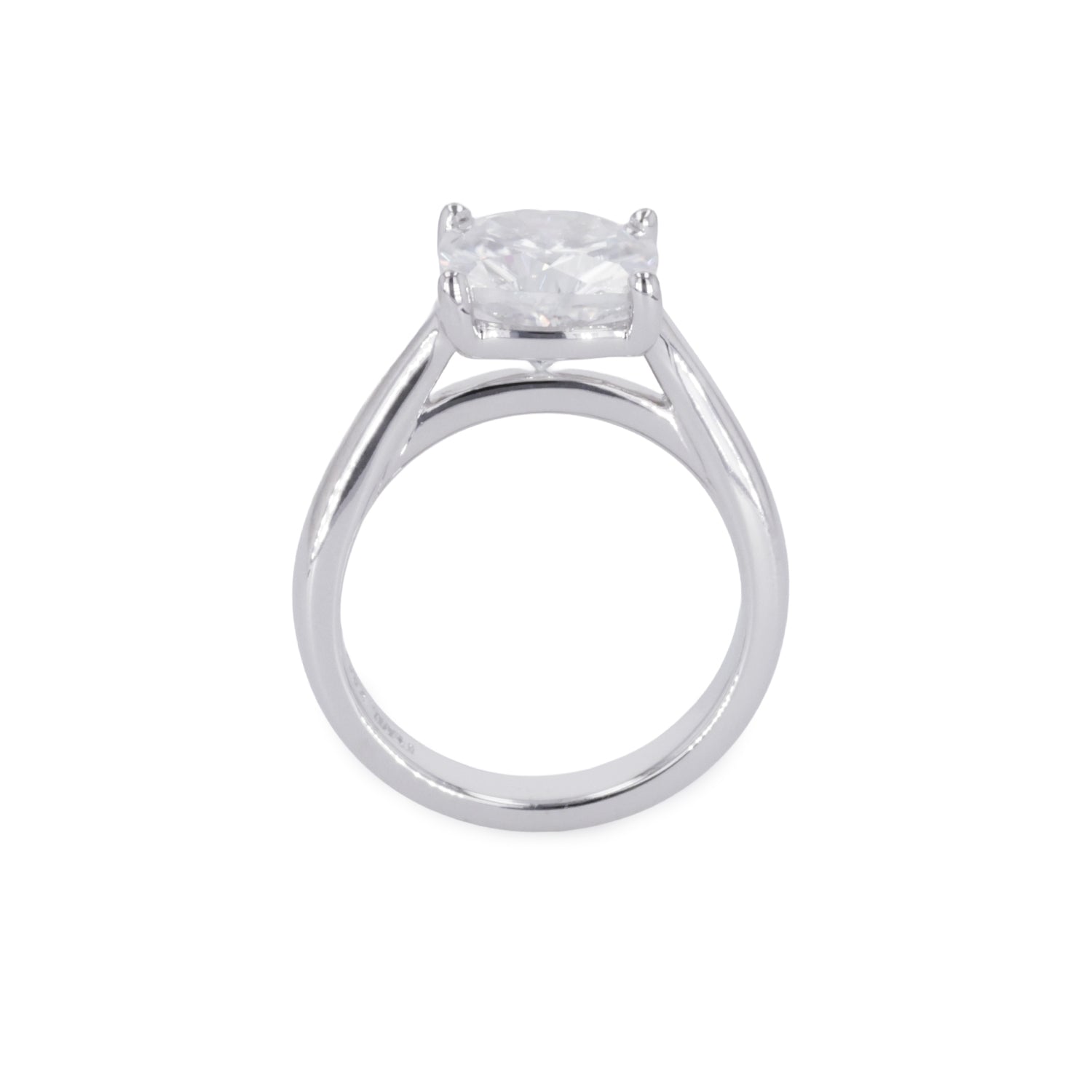 2.80 CTW DEW Cushion Moissanite Four Prong Solitaire Engagement Ring in Sterling Silver