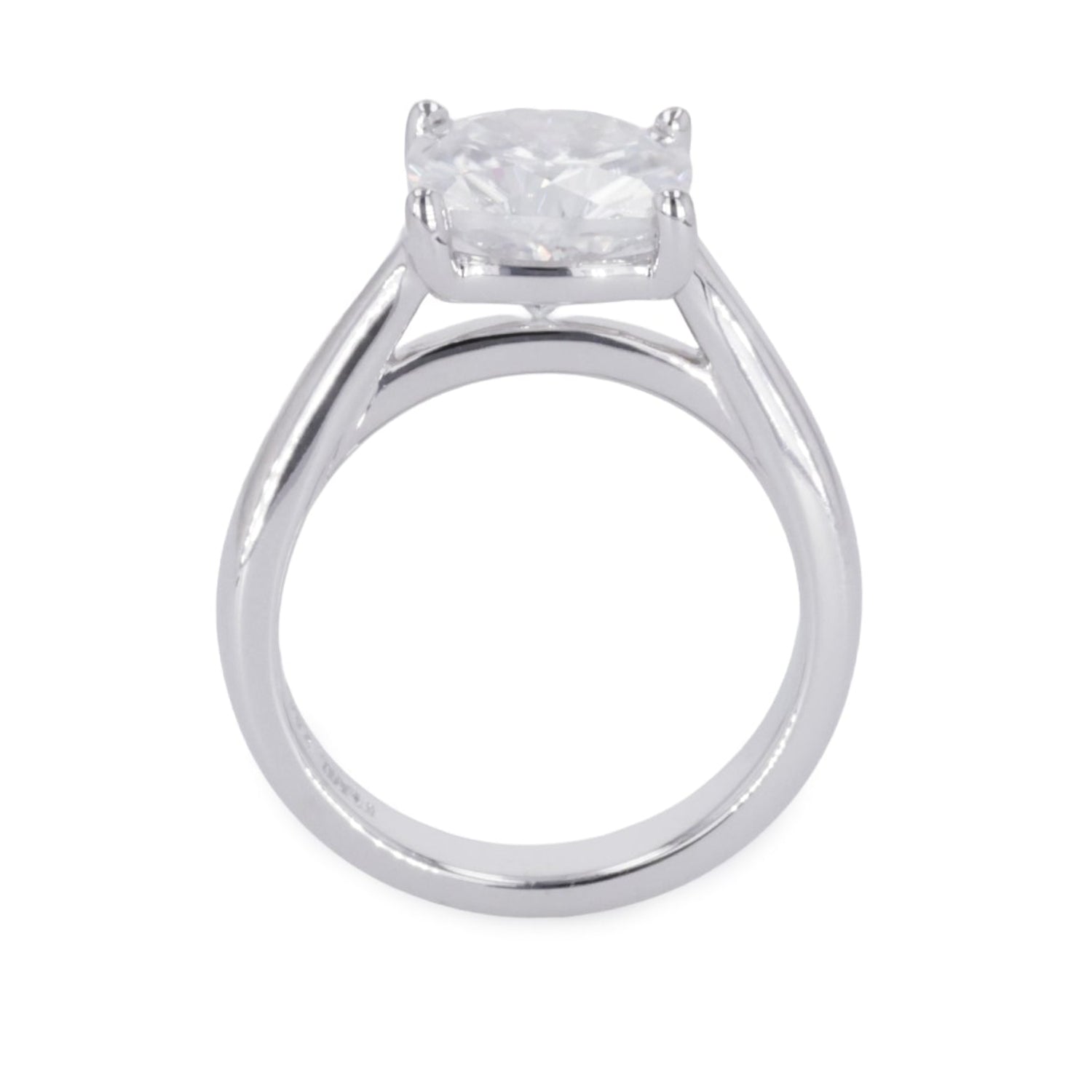 2.80 CTW DEW Cushion Moissanite Four-Prong Solitaire Engagement Ring in Sterling Silver