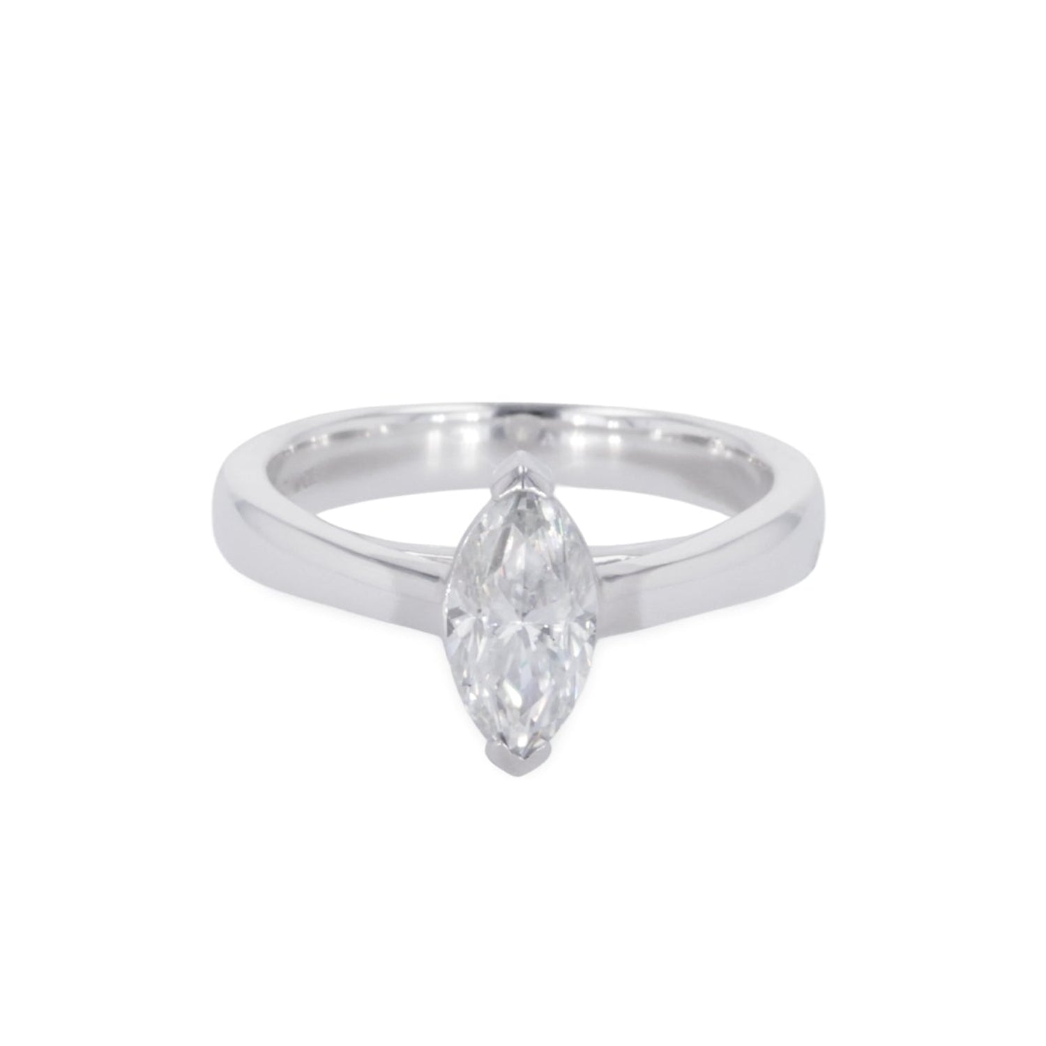 0.70 CTW DEW Marquise Moissanite Two Prong Solitaire Ring in Sterling Silver