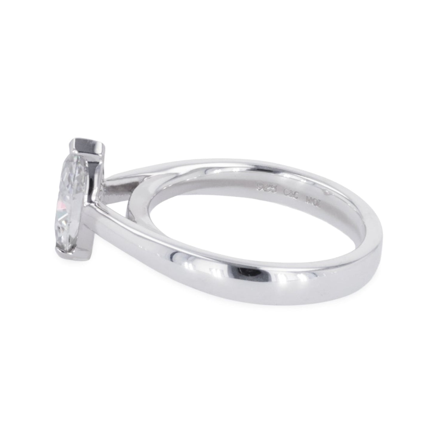 0.70 CTW DEW Marquise Moissanite Two Prong Solitaire Ring in Sterling Silver