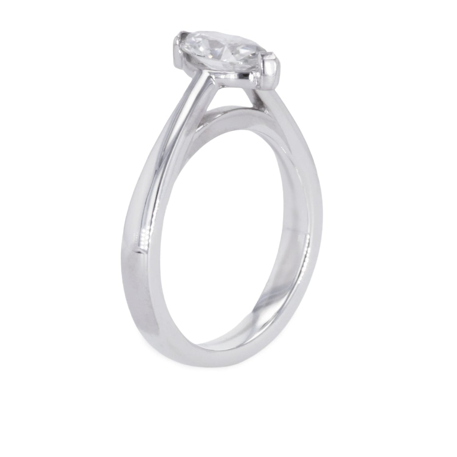 0.70 CTW DEW Marquise Moissanite Two Prong Solitaire Ring in Sterling Silver