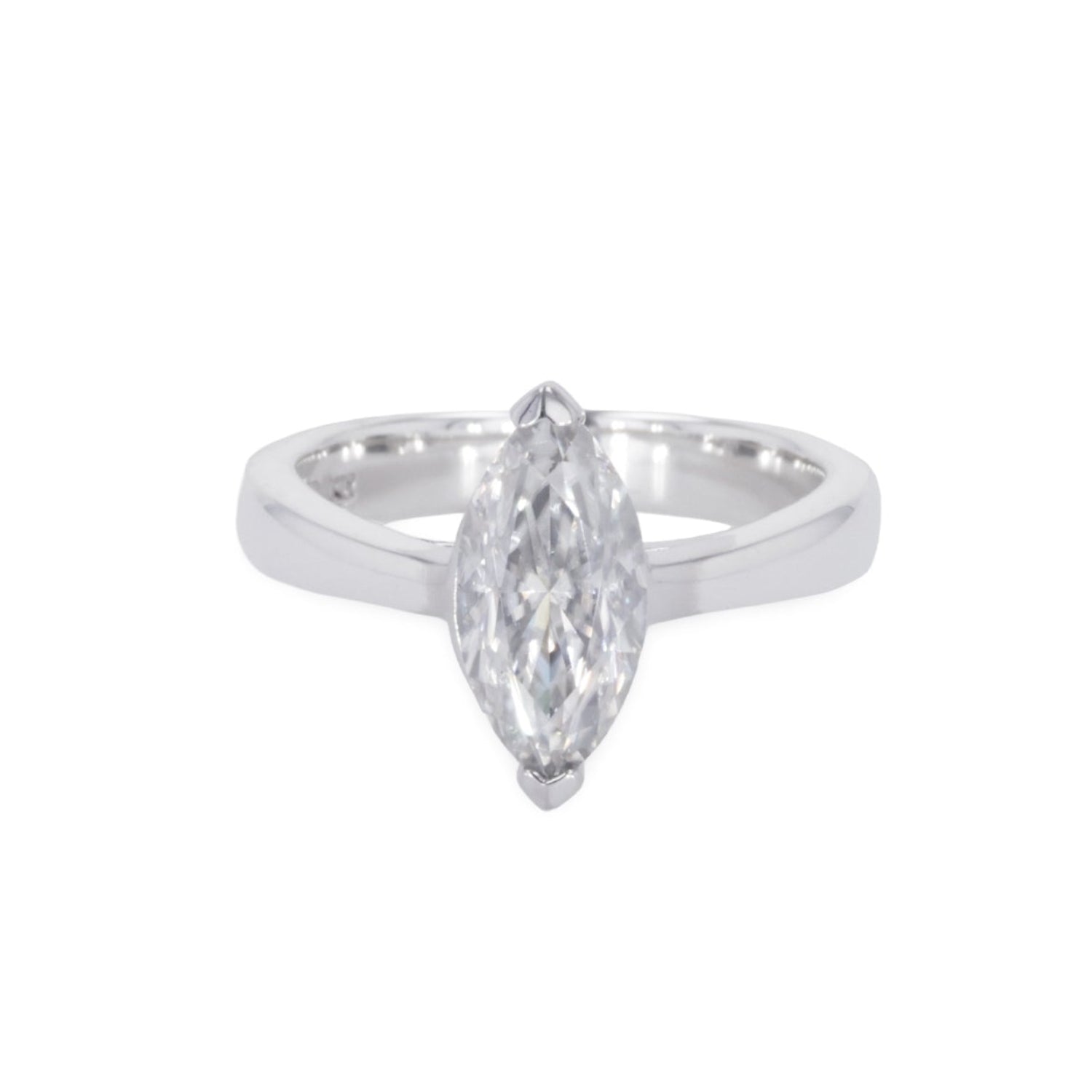 1.40 CTW DEW Marquise Moissanite Solitaire Ring in Sterling Silver