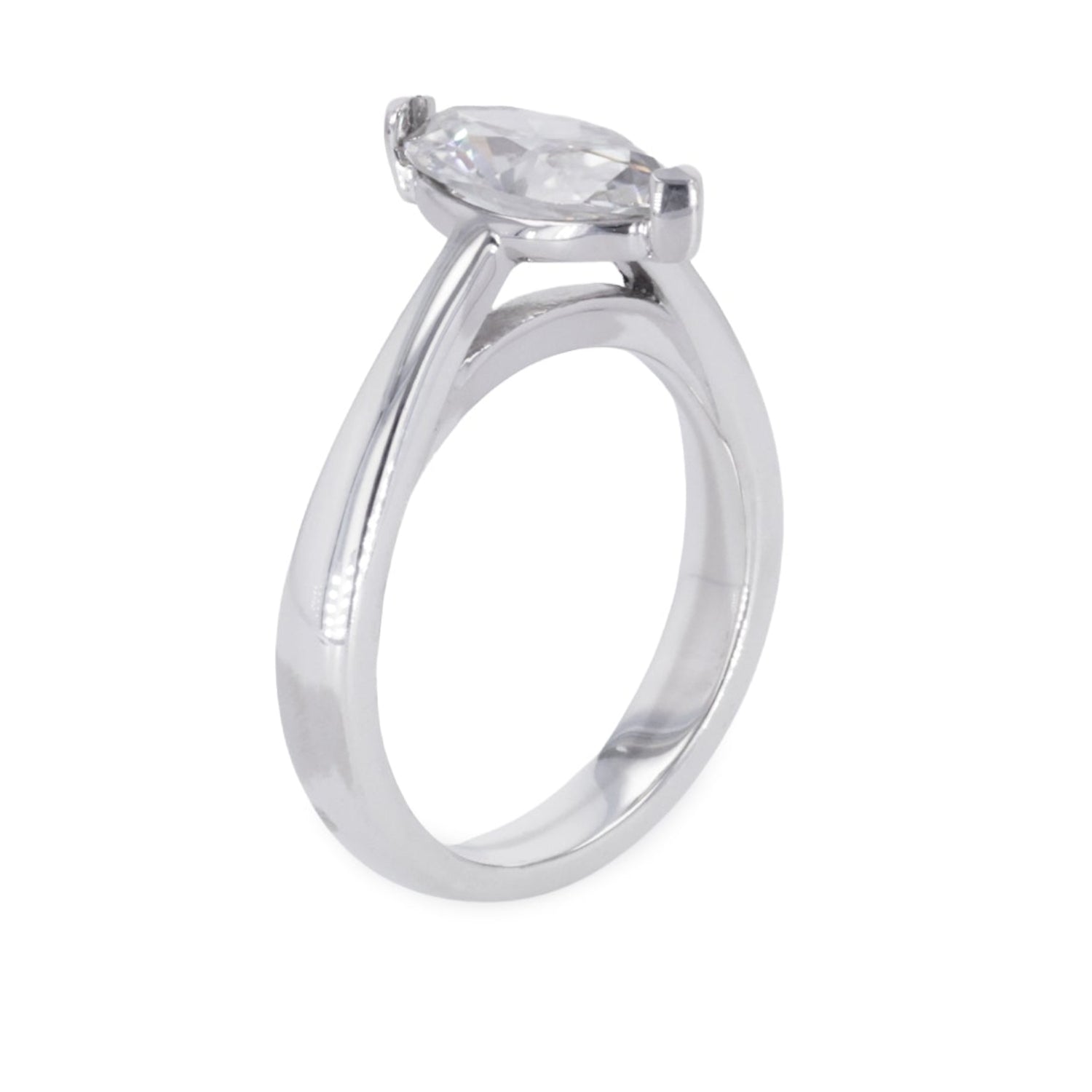 1.40 CTW DEW Marquise Moissanite Solitaire Ring in Sterling Silver