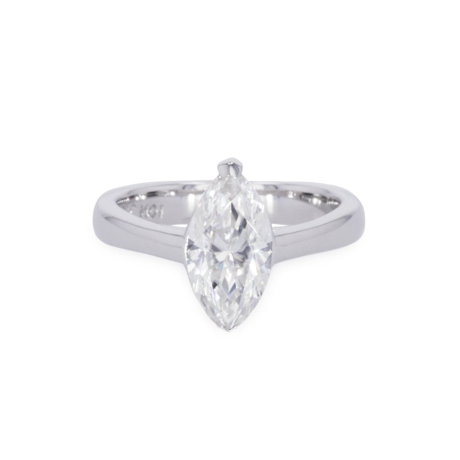1.80 CTW DEW Marquise Moissanite Two-Prong Solitaire Ring in Sterling Silver
