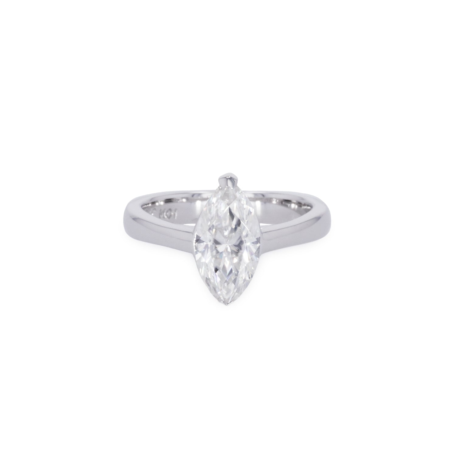 1.80 CTW DEW Marquise Moissanite Two-Prong Solitaire Ring in Sterling Silver