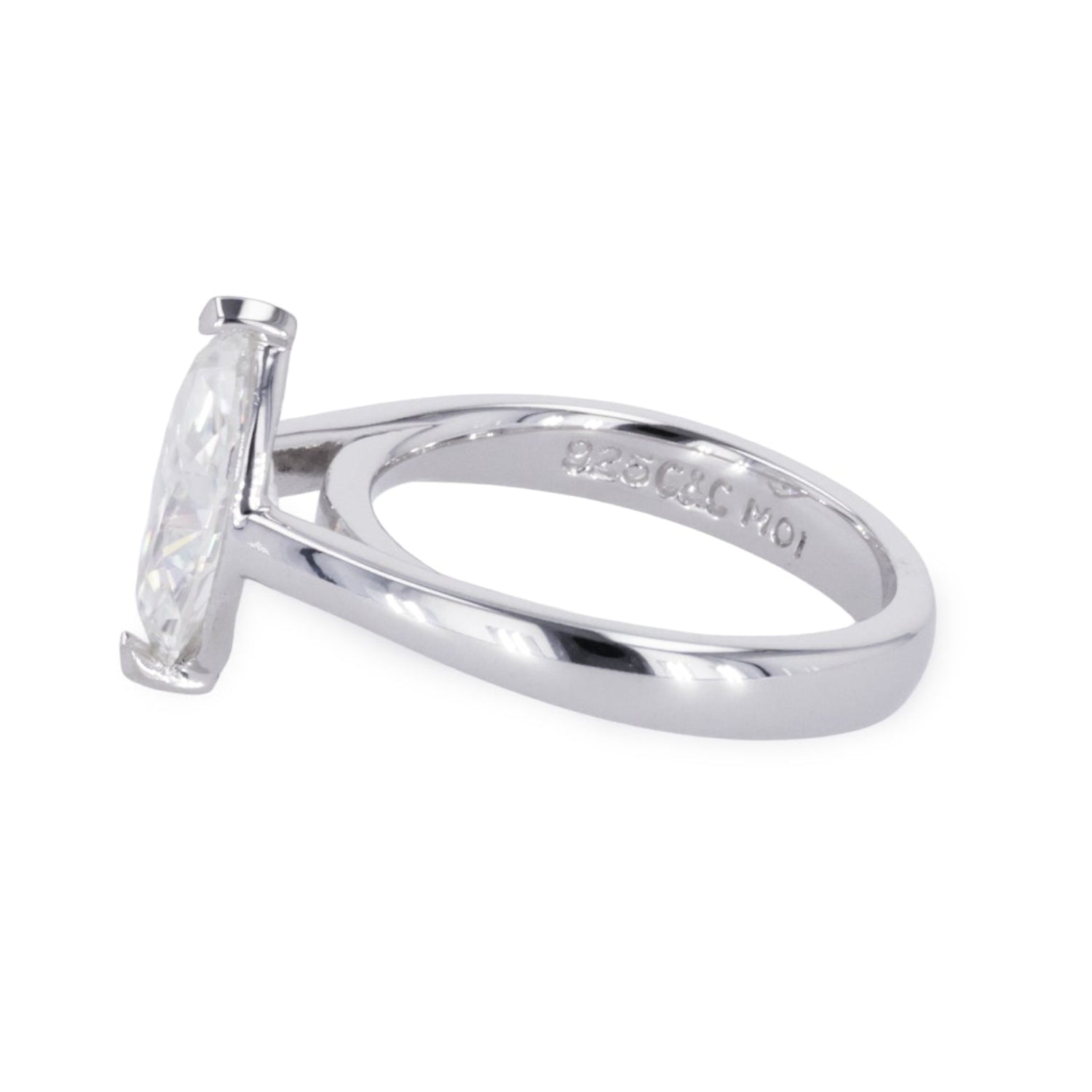 1.80 CTW DEW Marquise Moissanite Two-Prong Solitaire Ring in Sterling Silver