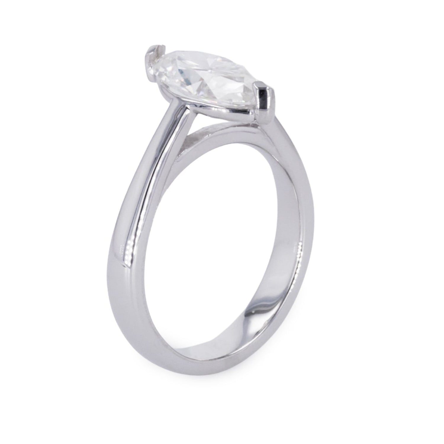 1.80 CTW DEW Marquise Moissanite Two-Prong Solitaire Ring in Sterling Silver