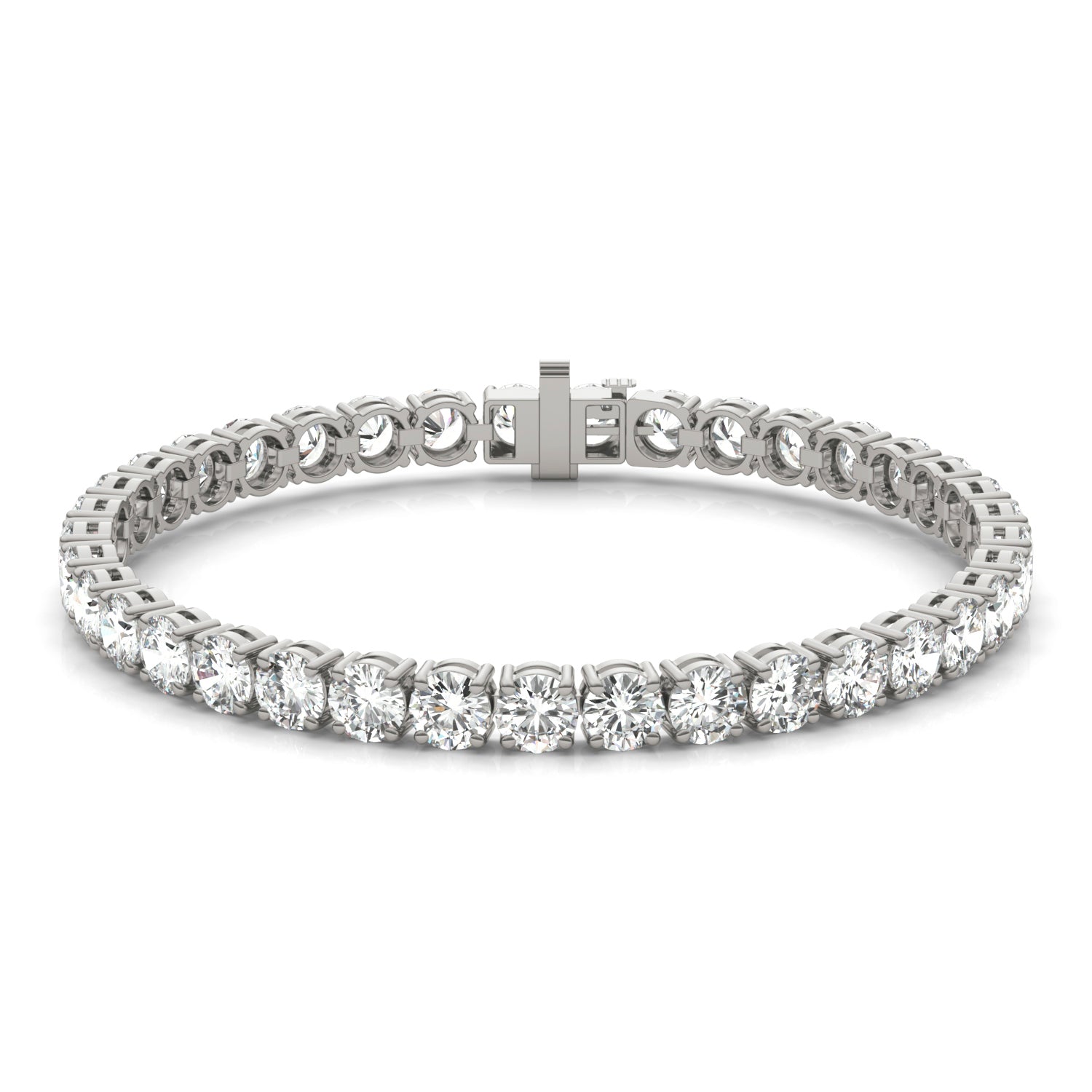 12.21 CTW DEW Round Moissanite Tennis Bracelet in Sterling Silver