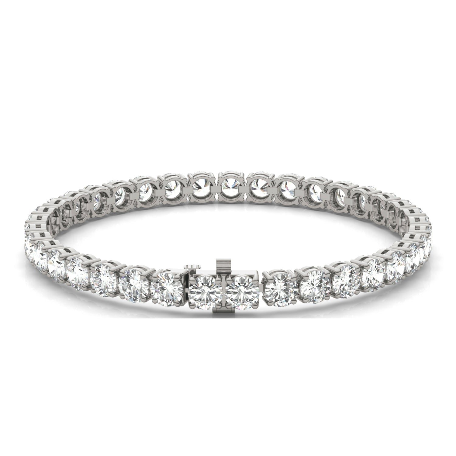 12.21 CTW DEW Round Moissanite Tennis Bracelet in Sterling Silver