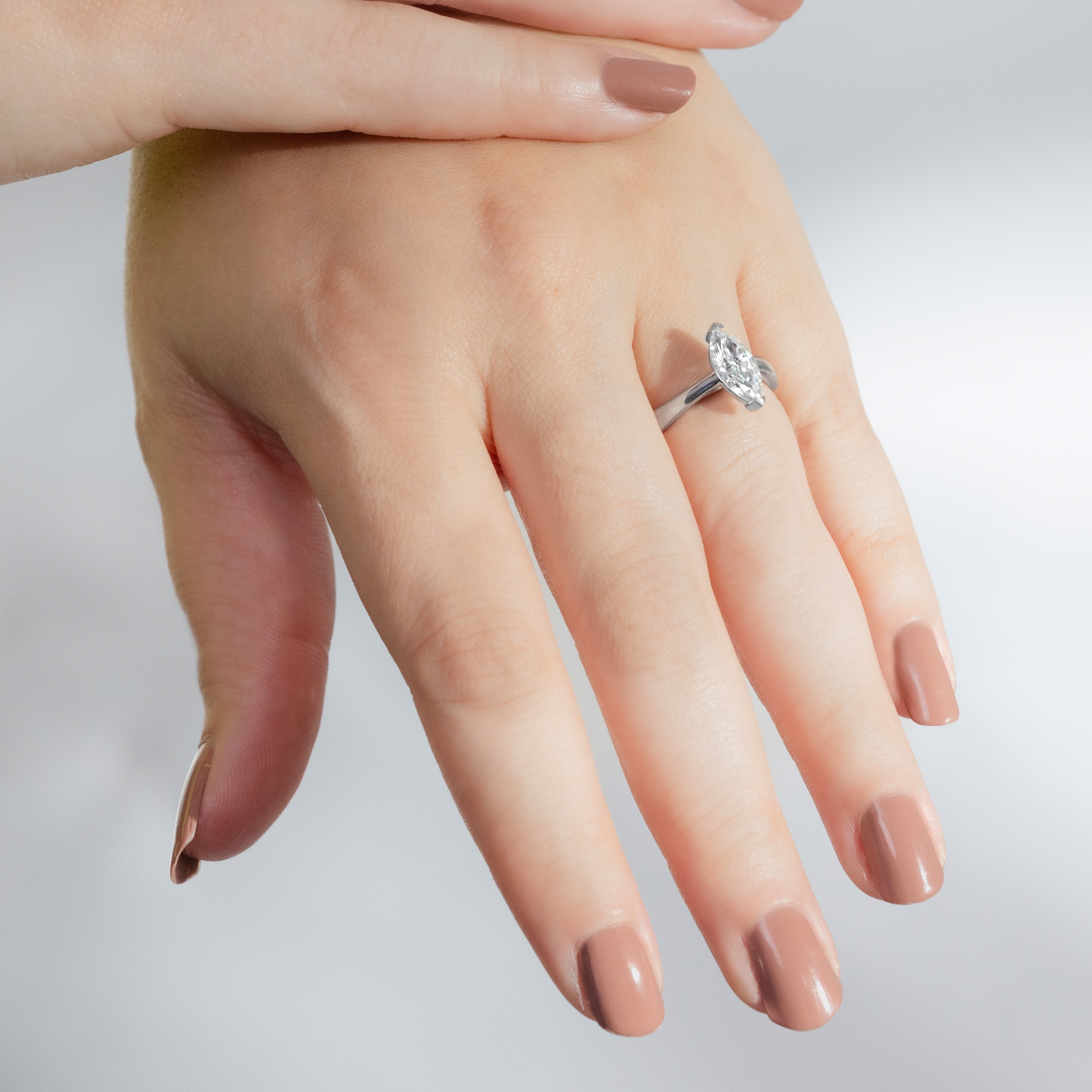 1.80 CTW DEW Marquise Moissanite Two-Prong Solitaire Ring in Sterling Silver