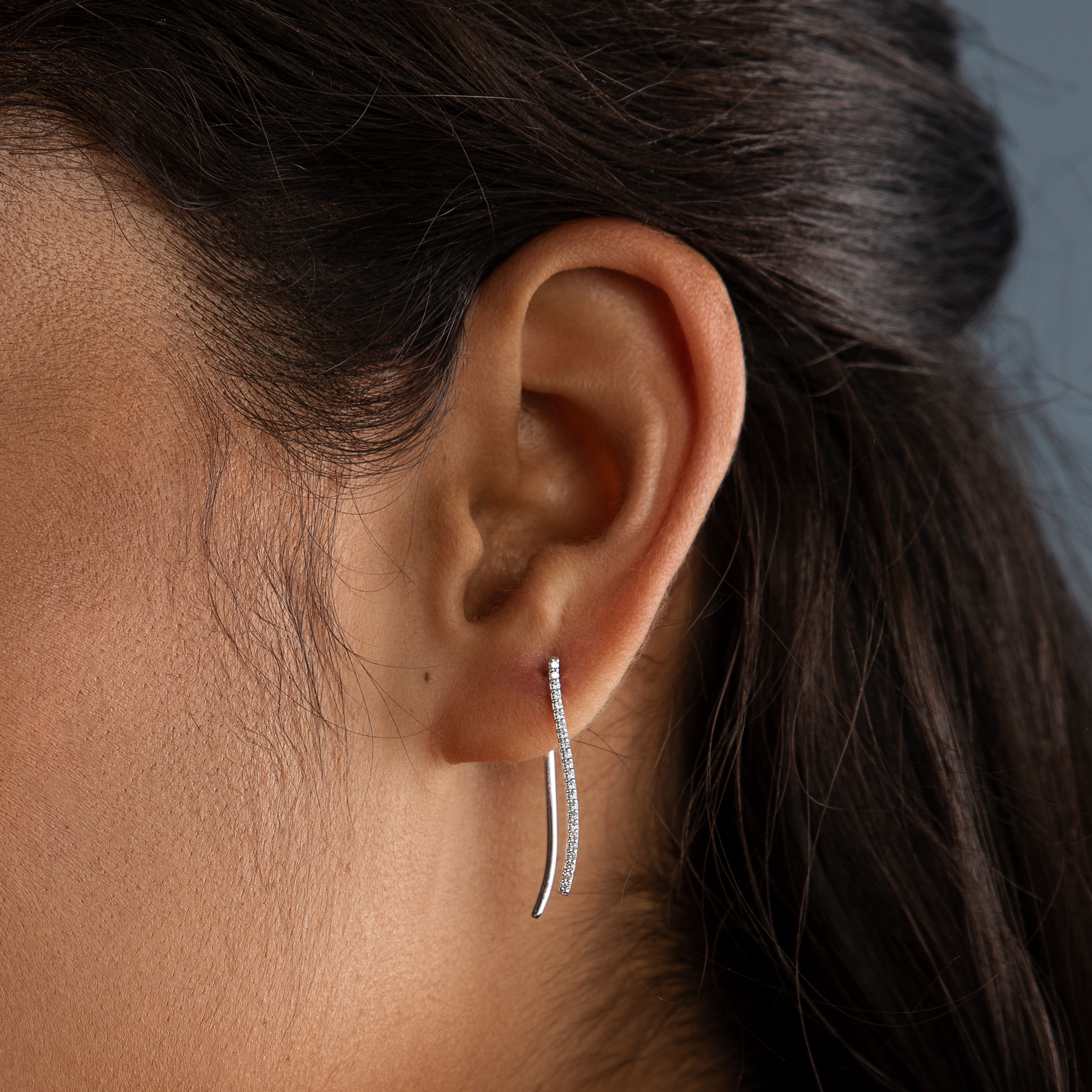 0.23 CTW DEW Moissanite Bar Drop Earrings in Sterling Silver