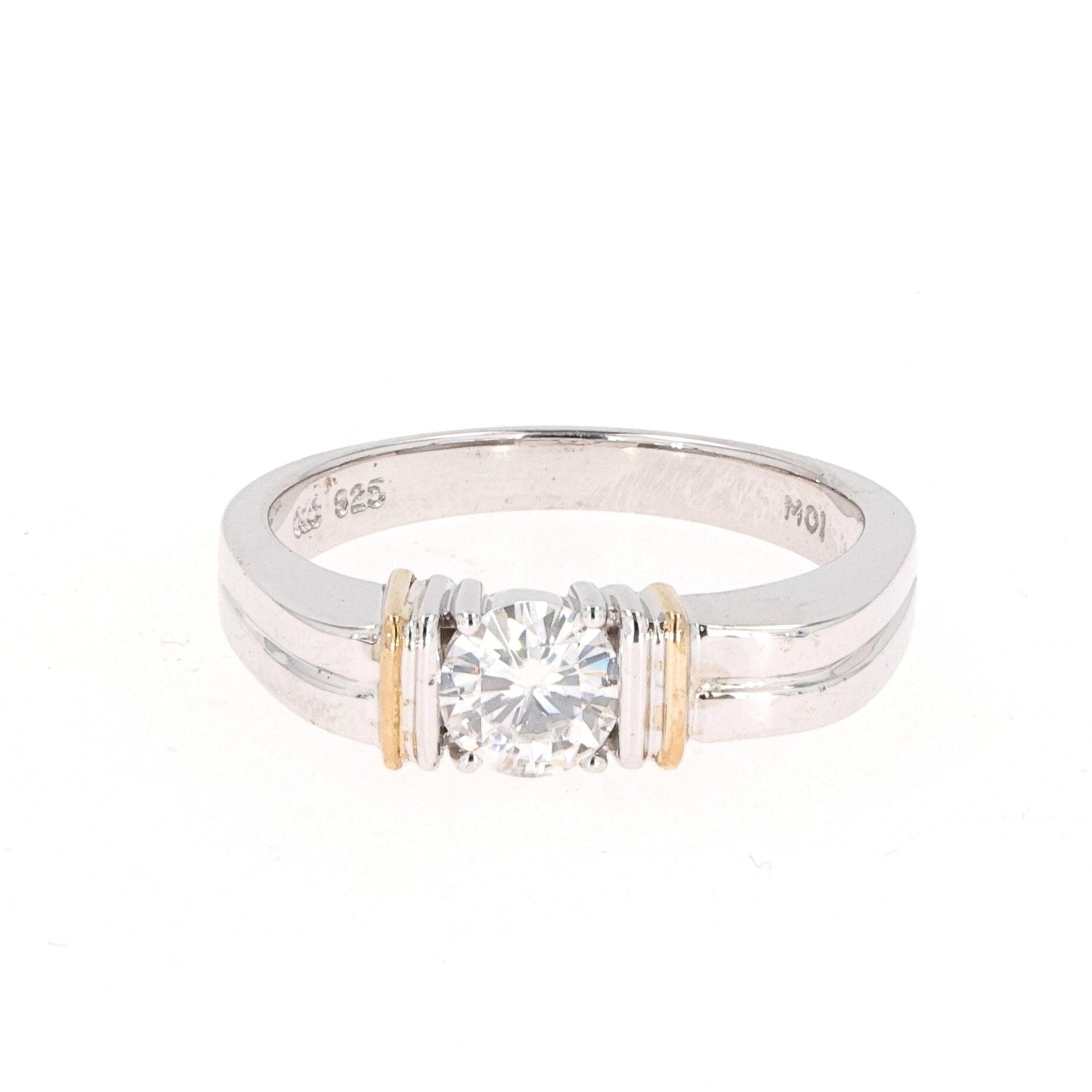 0.80 CTW DEW Round Moissanite Solitaire Men's Band in Two-Tone Silver