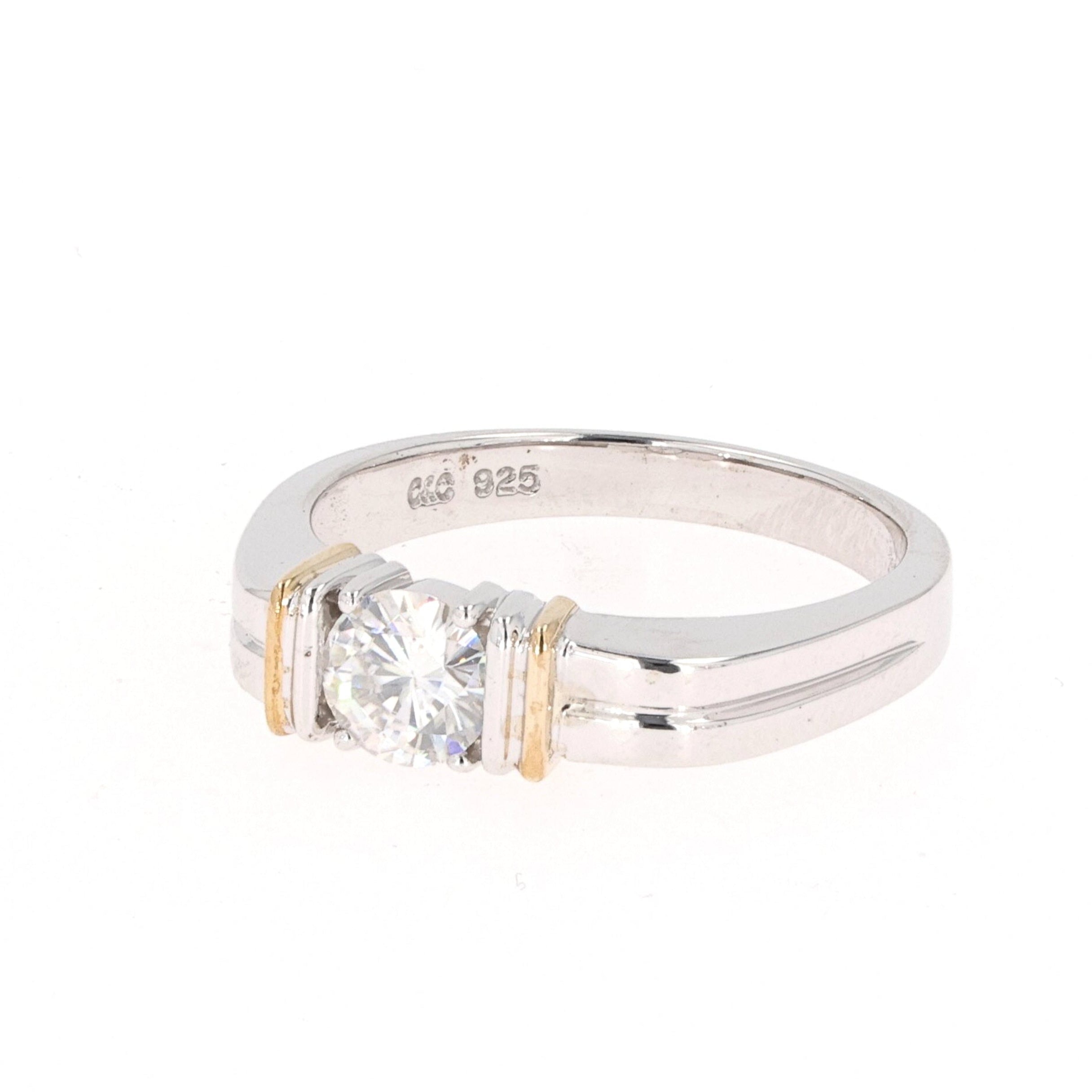 0.80 CTW DEW Round Moissanite Solitaire Men's Band in Two-Tone Silver