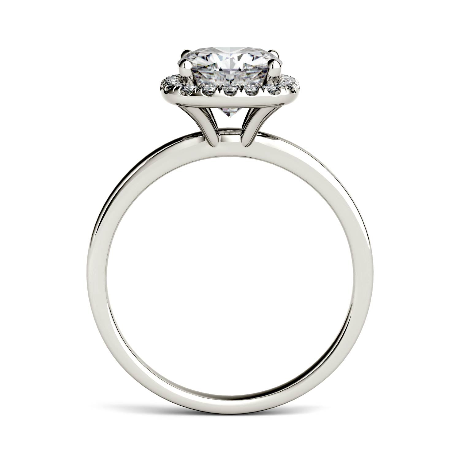 1.43 CTW DEW Cushion Moissanite Engagement Ring in 14K White Gold
