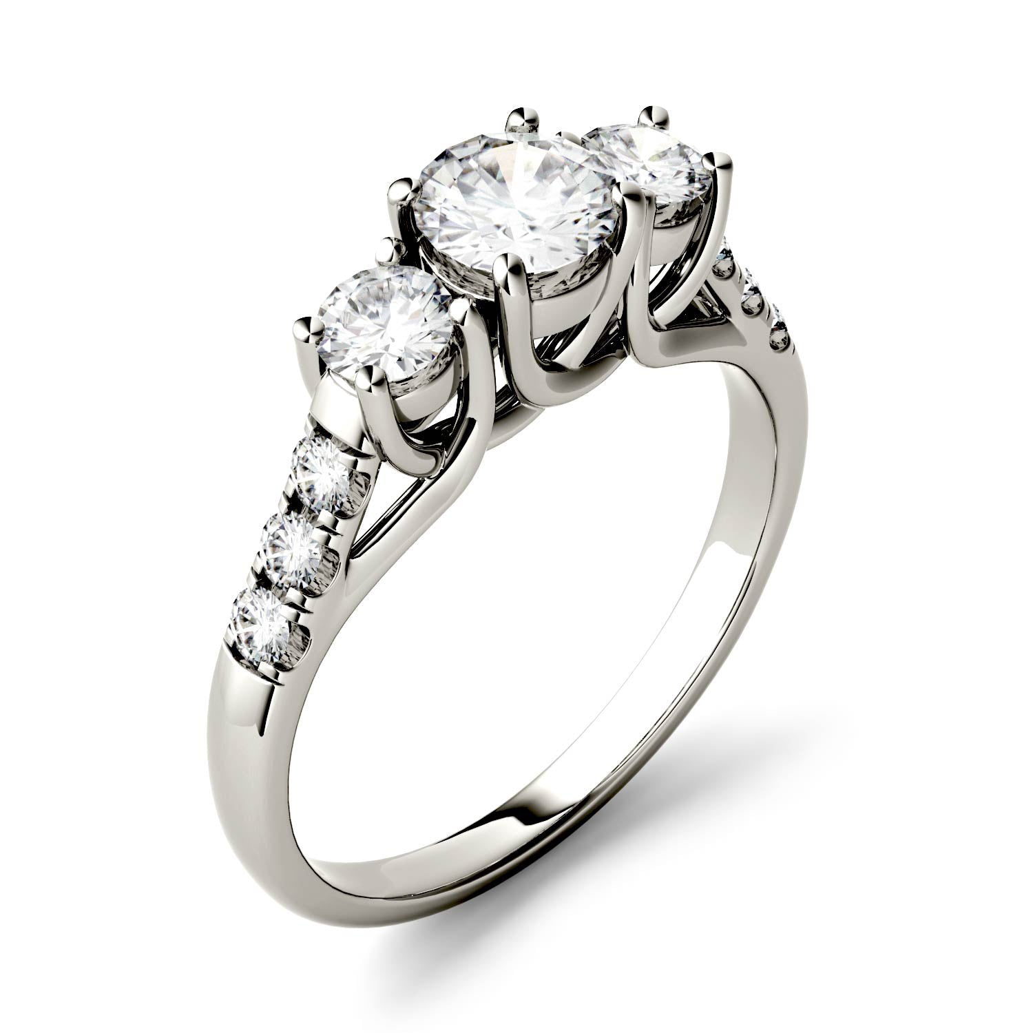 1.17 CTW DEW Round Moissanite Engagement Ring in 14K White Gold