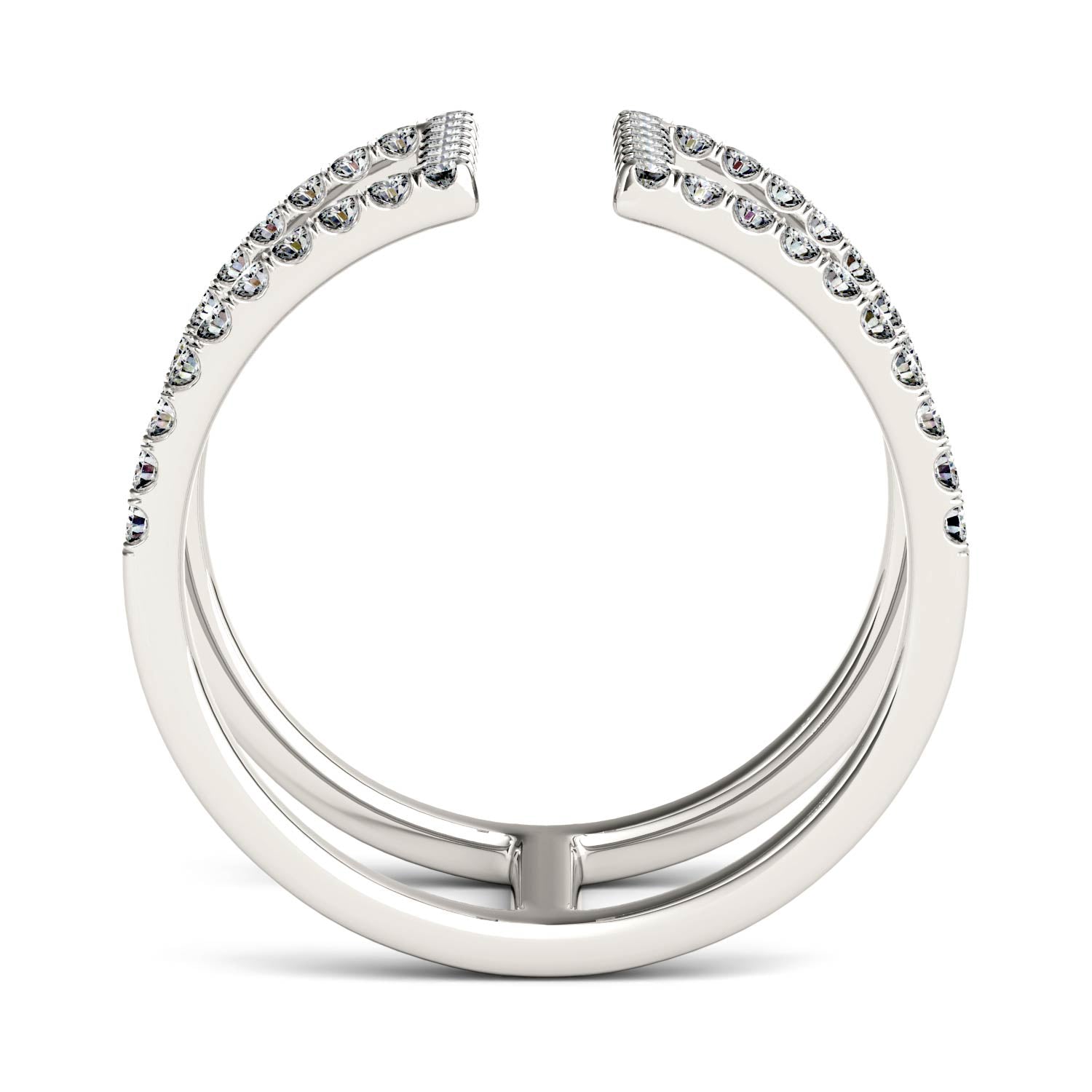 0.50 CTW DEW Round Moissanite Geometric Ring in 14K White Gold