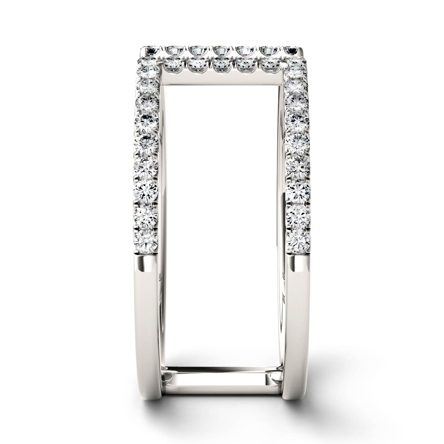 0.50 CTW DEW Round Moissanite Geometric Ring in 14K White Gold