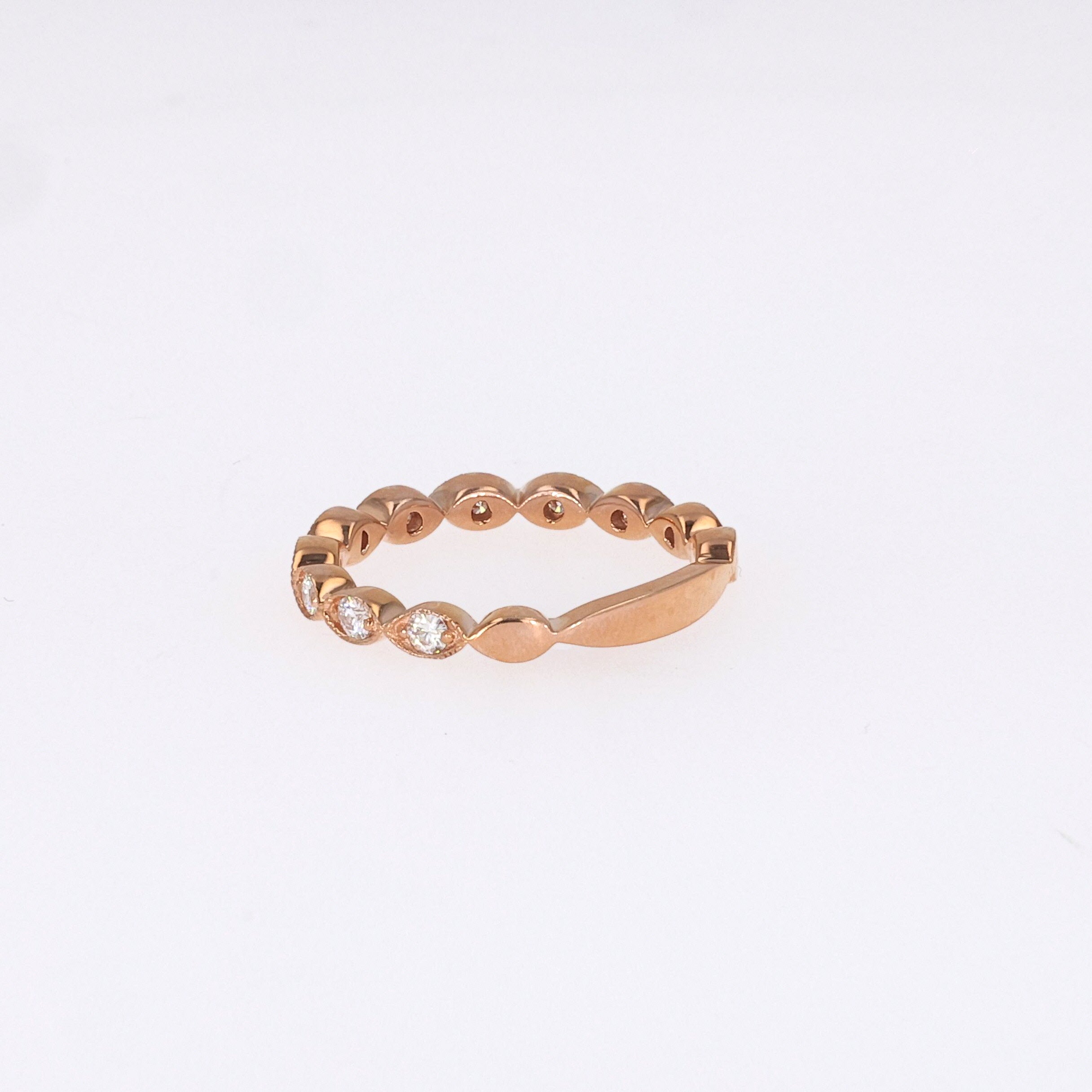 0.40 CTW DEW Round Near-Colorless Moissanite Band in 14K Rose Gold