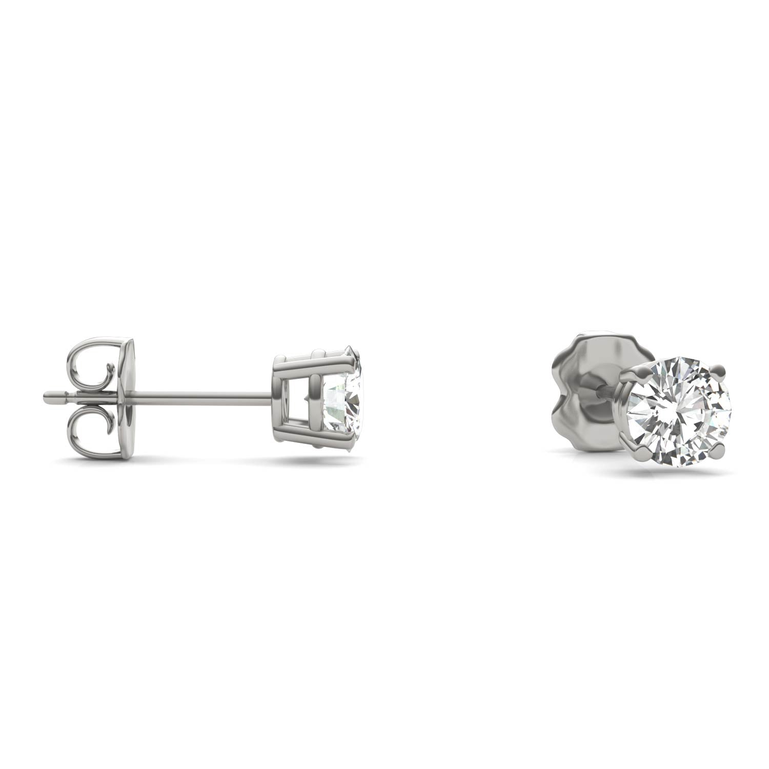 1.00 CTW DEW Round Moissanite Stud Earrings in Platinum