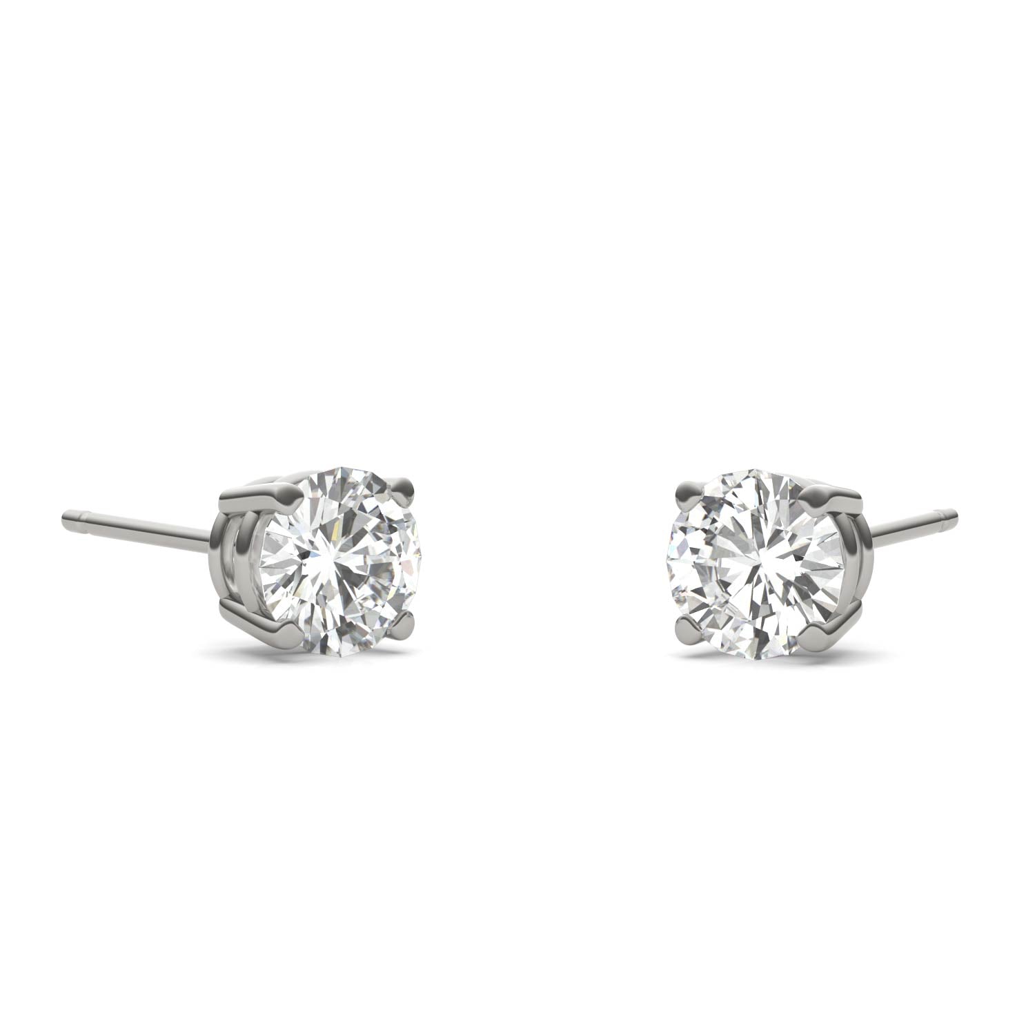 1.00 CTW DEW Round Moissanite Stud Earrings in Platinum