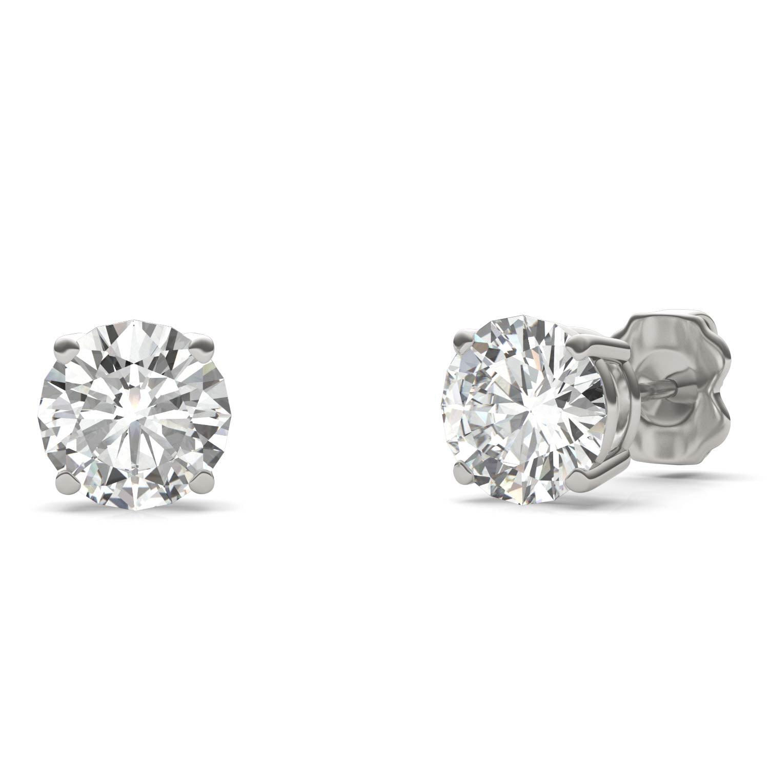 2.00 CTW DEW Round Moissanite Stud Earrings in Platinum