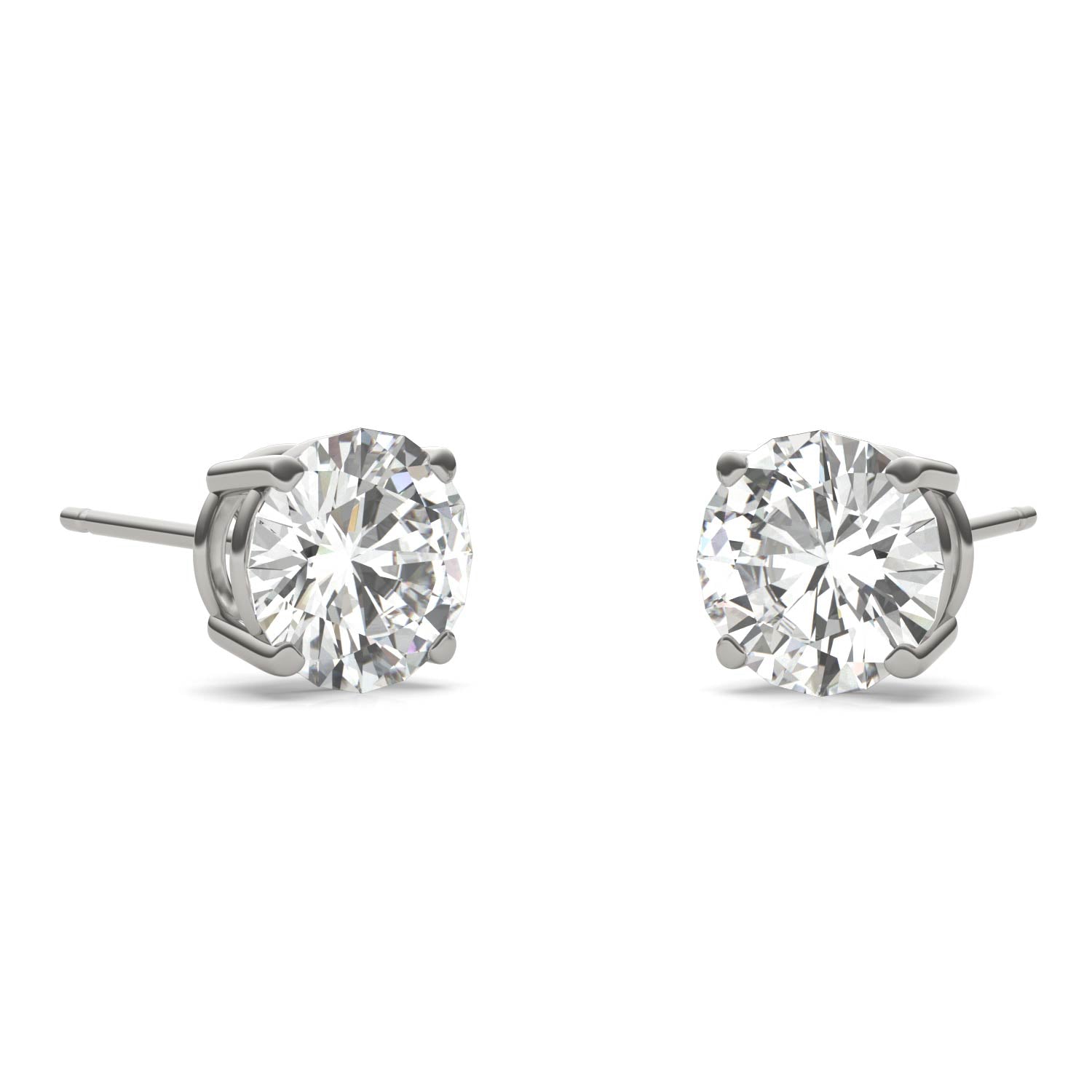 2.00 CTW DEW Round Moissanite Stud Earrings in Platinum